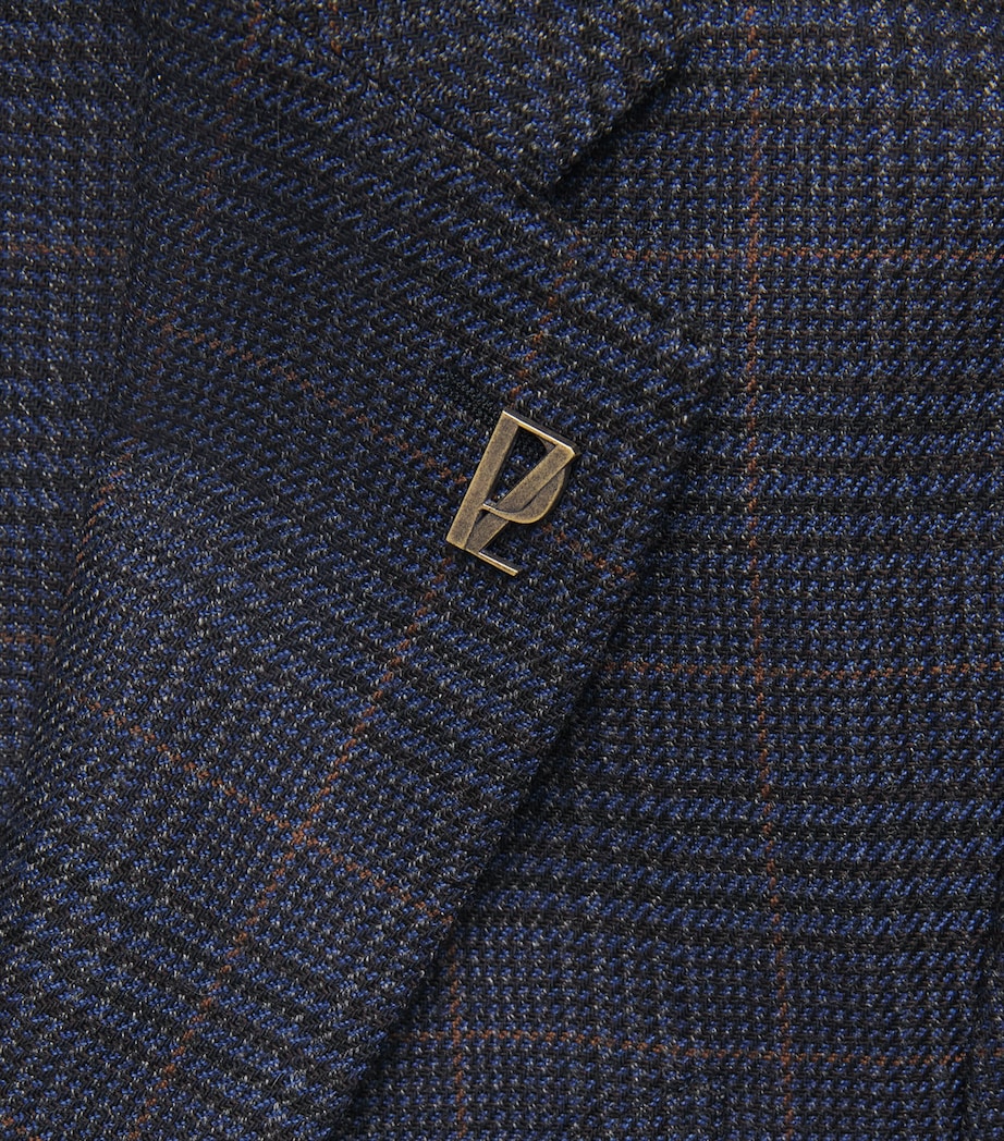 Pal Zileri Mens Wool Check Blazer Blue Image 6