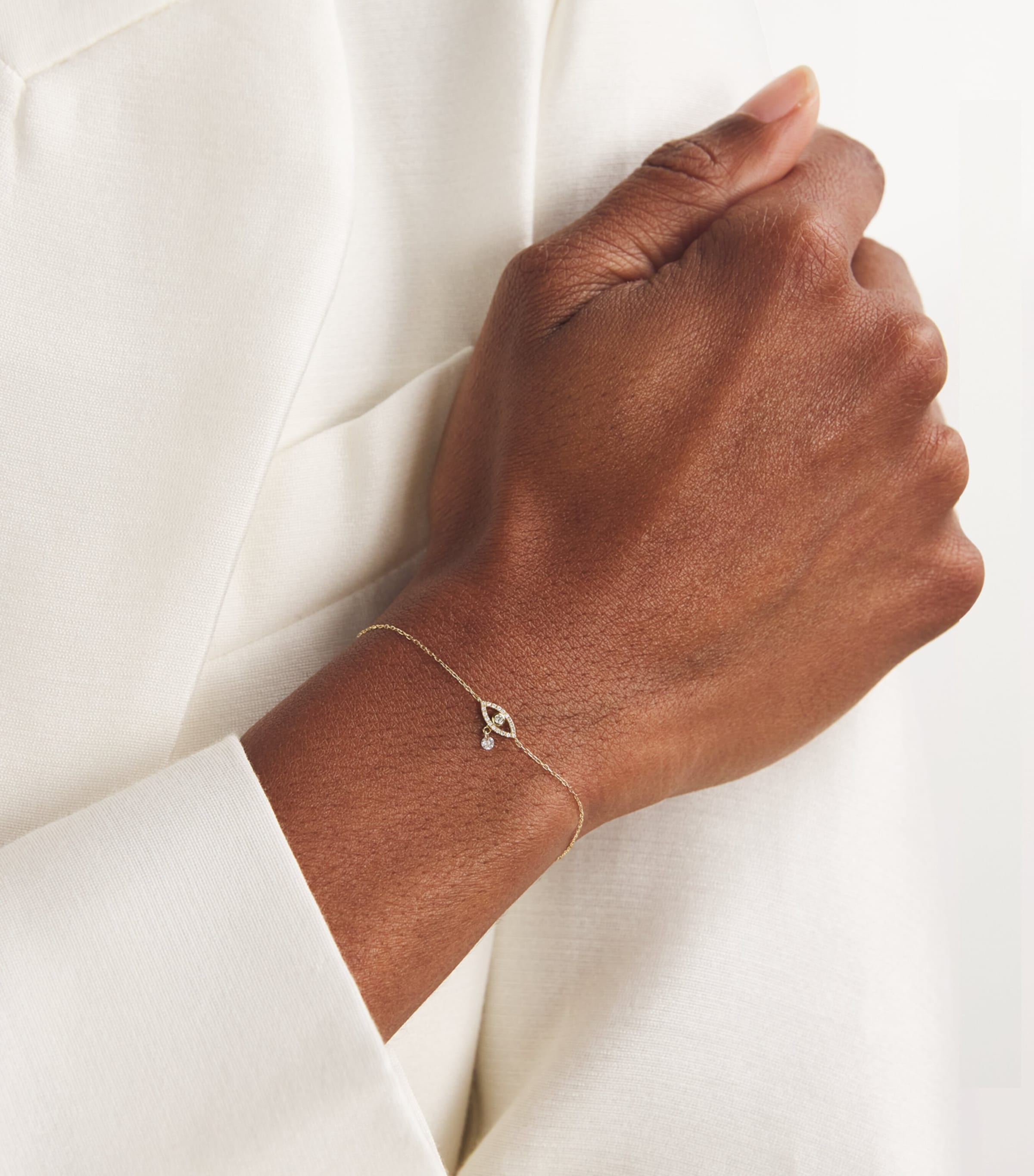 Yellow Gold and Diamond Pavé Evil Eye Bracelet YELLOW GOLD Image 2