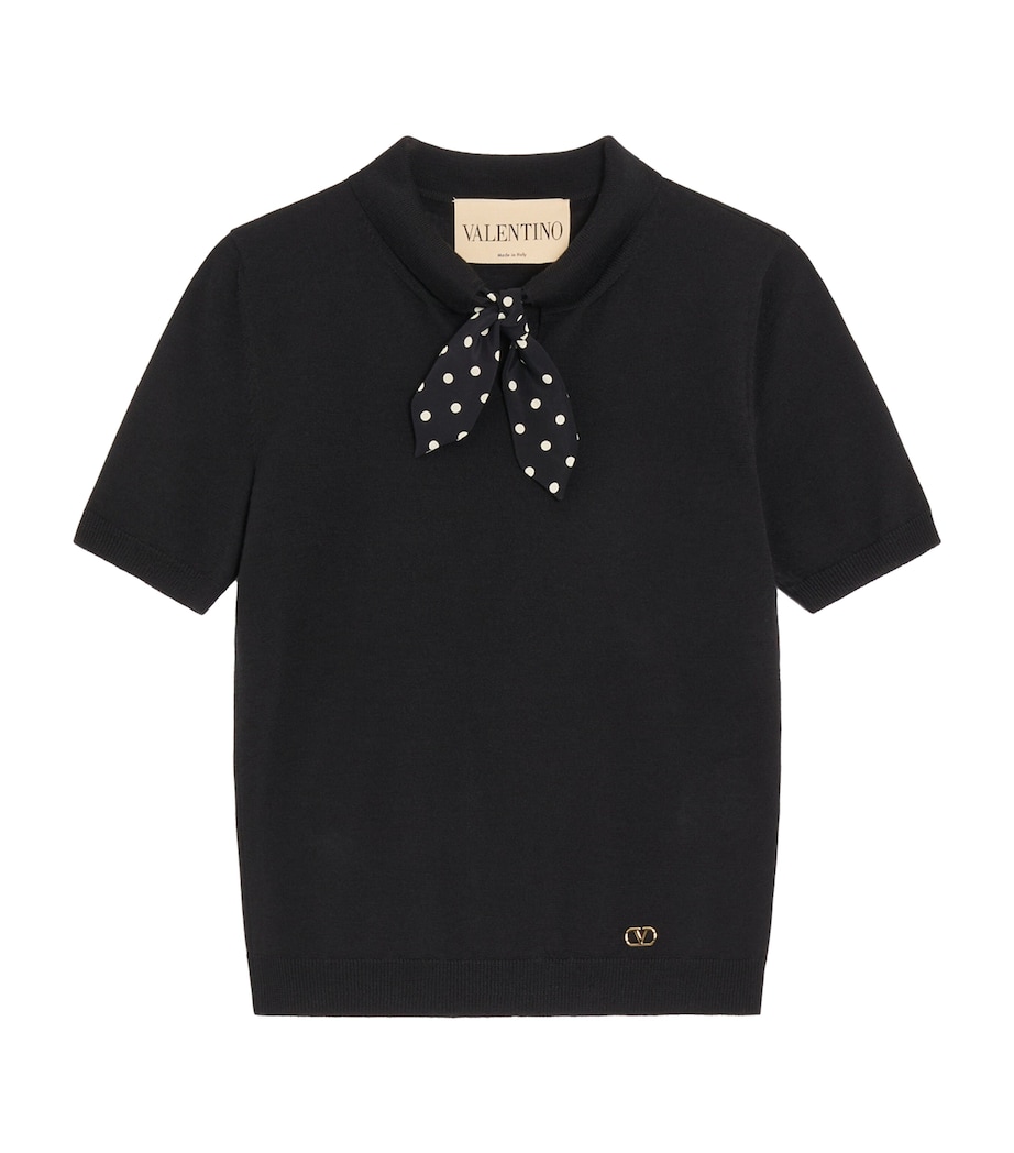 Valentino Womens Virgin Wool-Blend Necktie Slim Polo Sweater Image 1