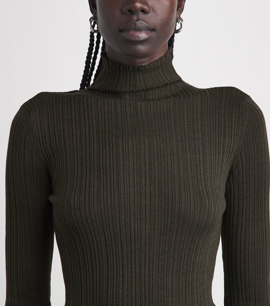 Agnona Womens Cashmere-Wool-Silk Corteccia Stitch Top Green Olive Image 3