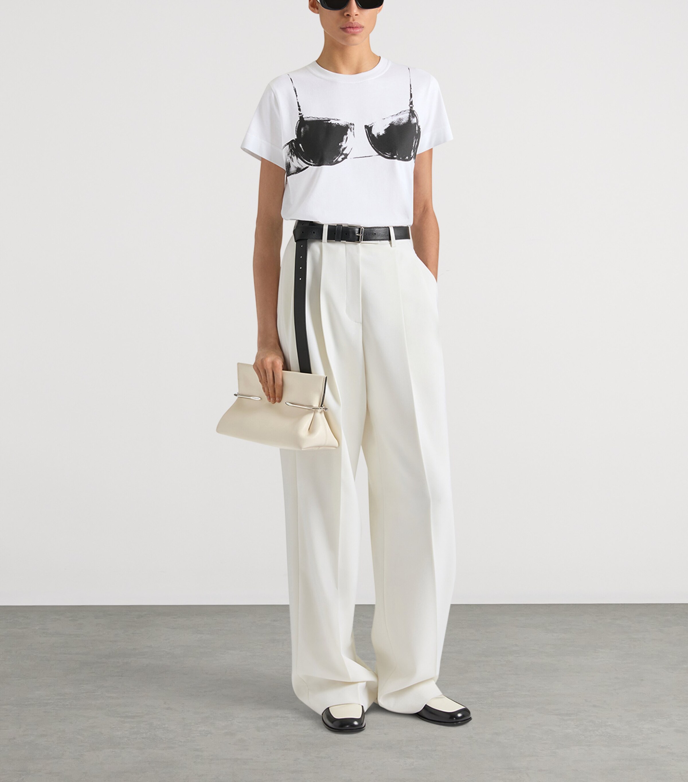 Givenchy Womens Wool-Mohair Double-Pleated Trousers White Image 5