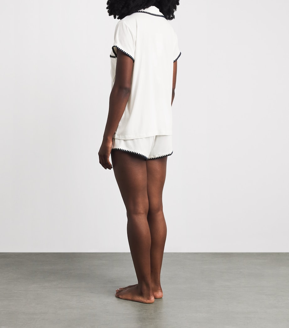 Eberjey Womens Frida Short Pyjama Set Ivory/navy Image 4