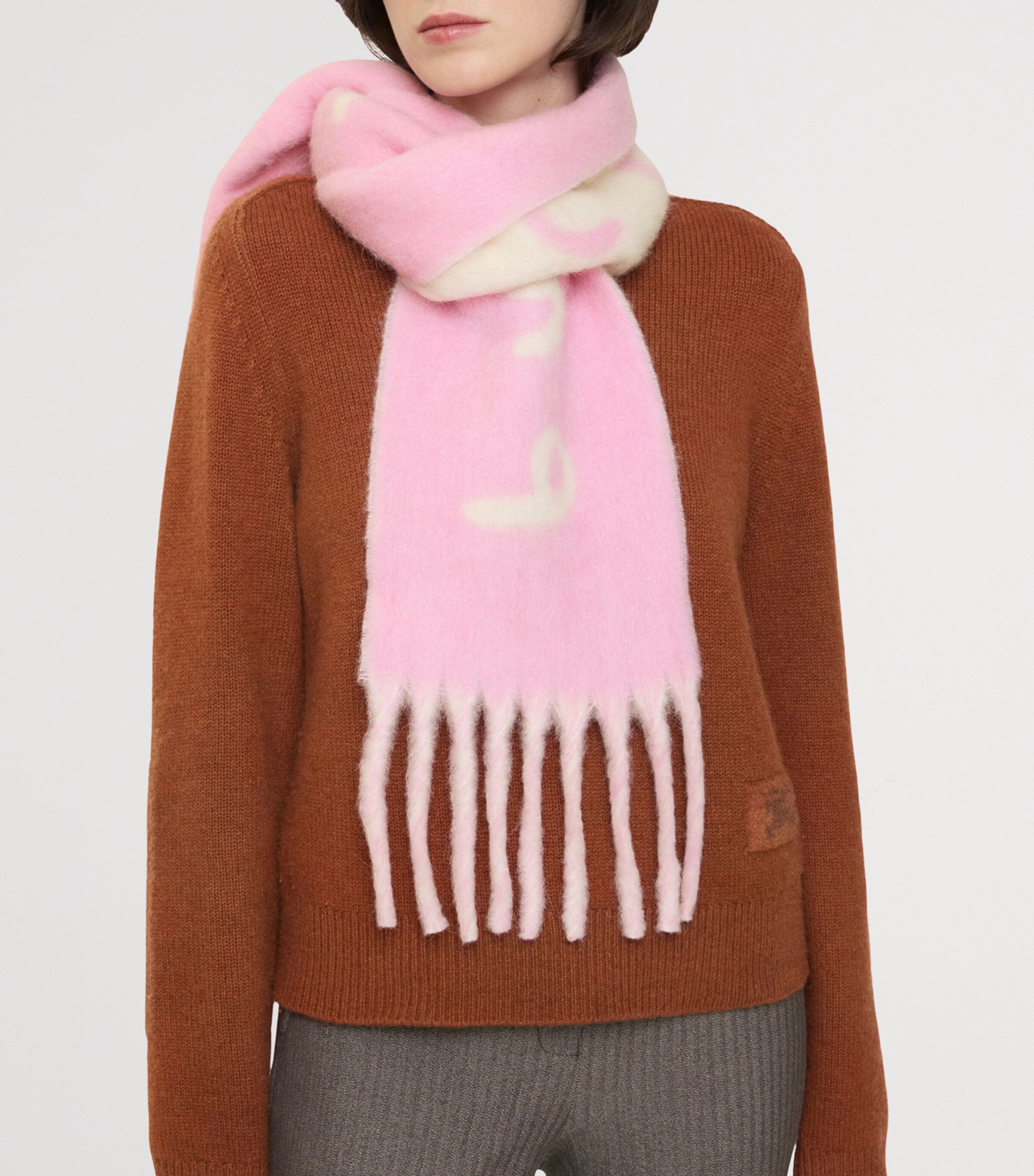 Alpaca Wool-Blend Reversible Scarf SUGAR PINK Image 4