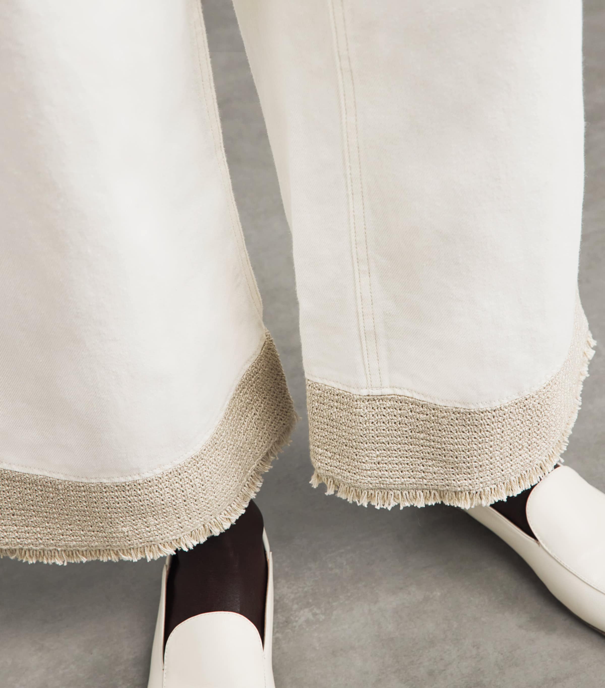 Agnona Womens Cropped Wide-Leg Jeans White Image 3