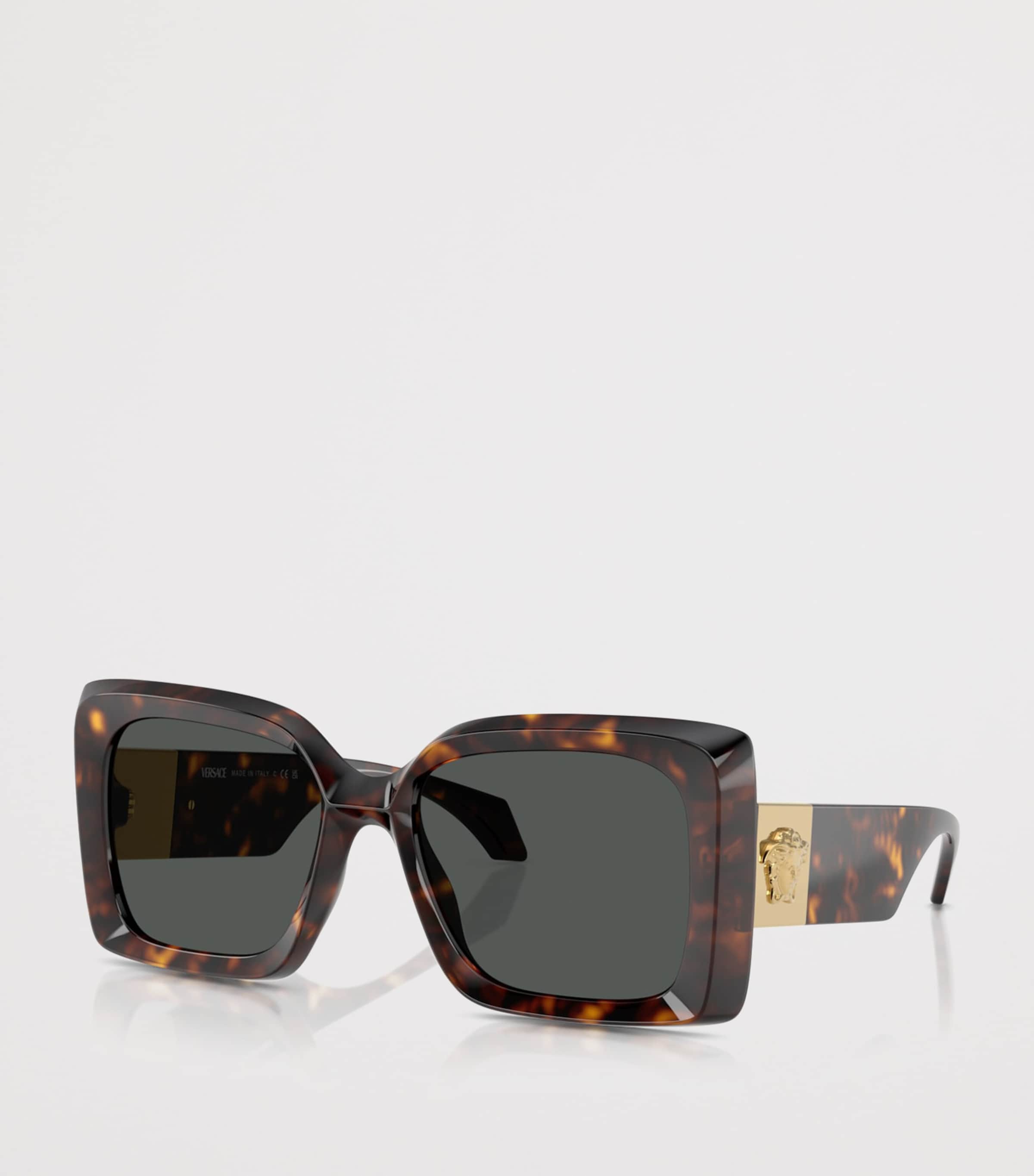 Versace Tortoise Square Irregular Sunglasses Brown Image 2