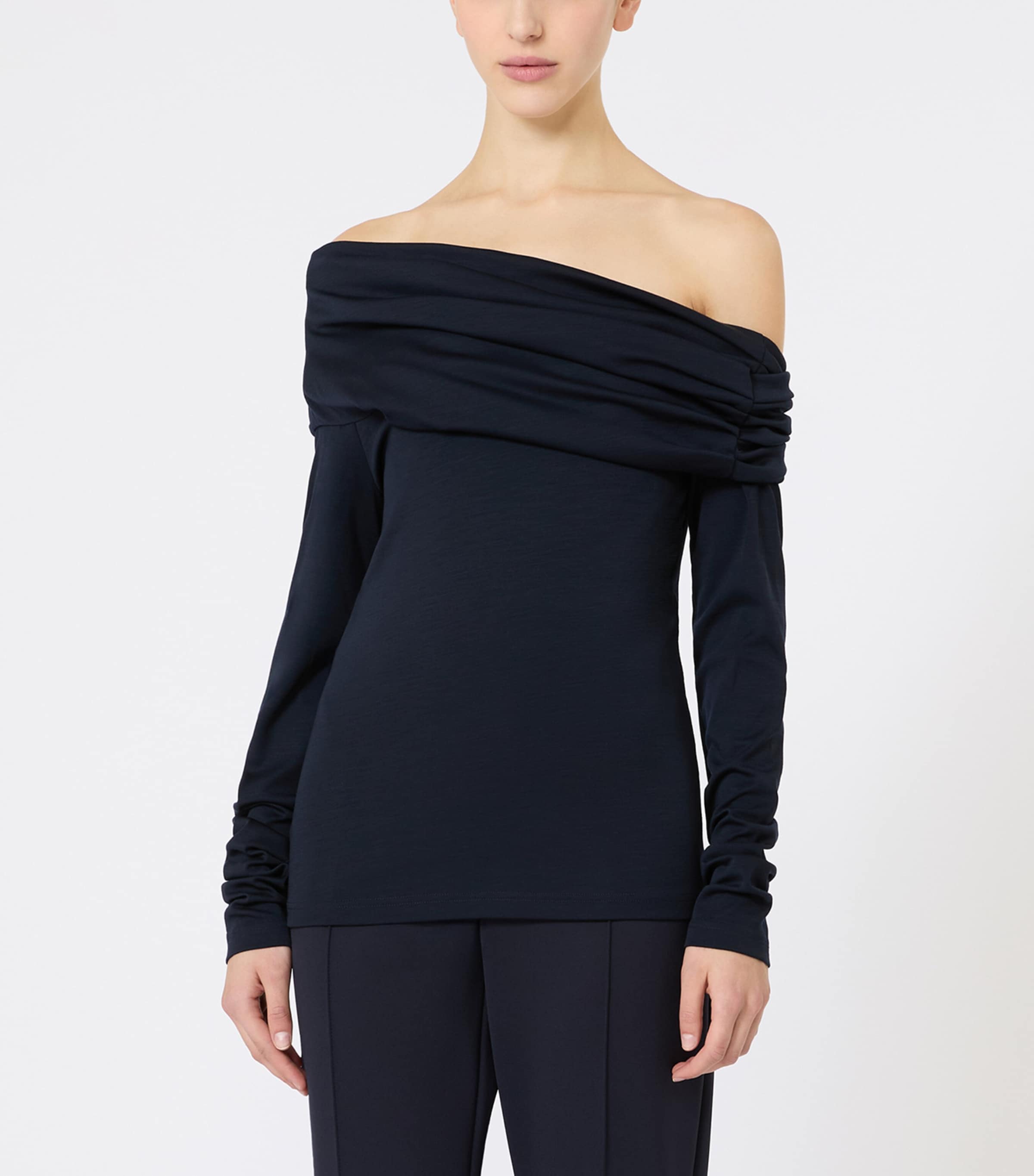 Virgin Wool Draped Blouse ULTRAMARINE Image 2