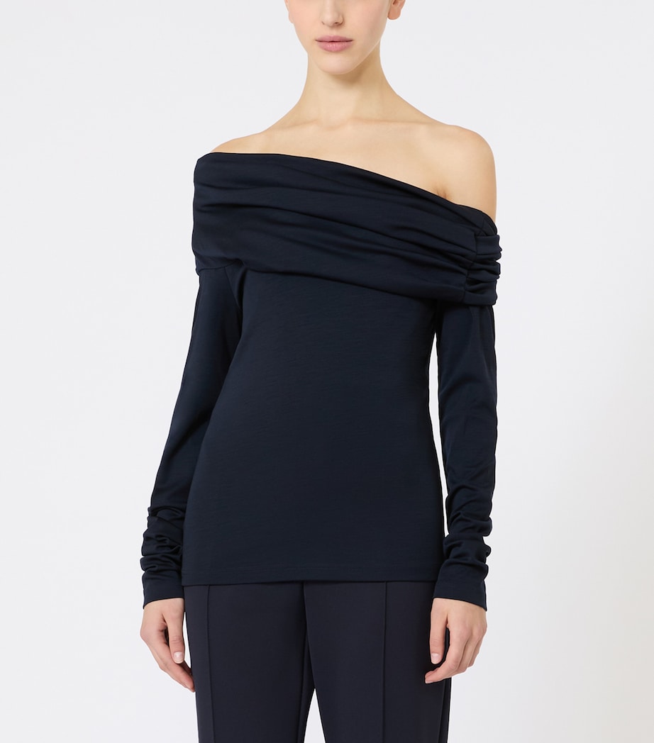 Virgin Wool Draped Blouse ULTRAMARINE Image 2
