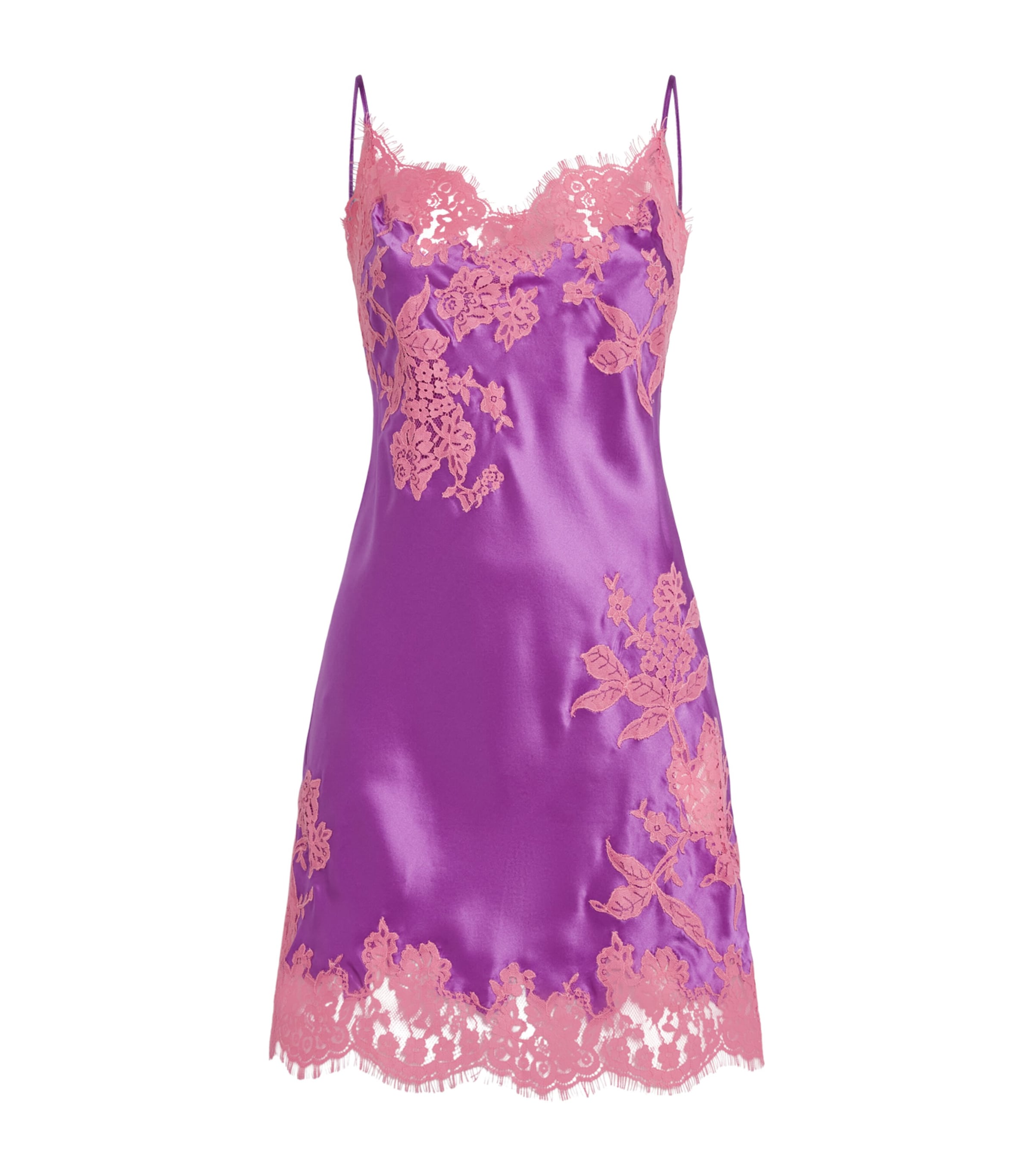 Marjolaine Womens Silk Floral Tess Slip Dress Grape W Blush Image 1