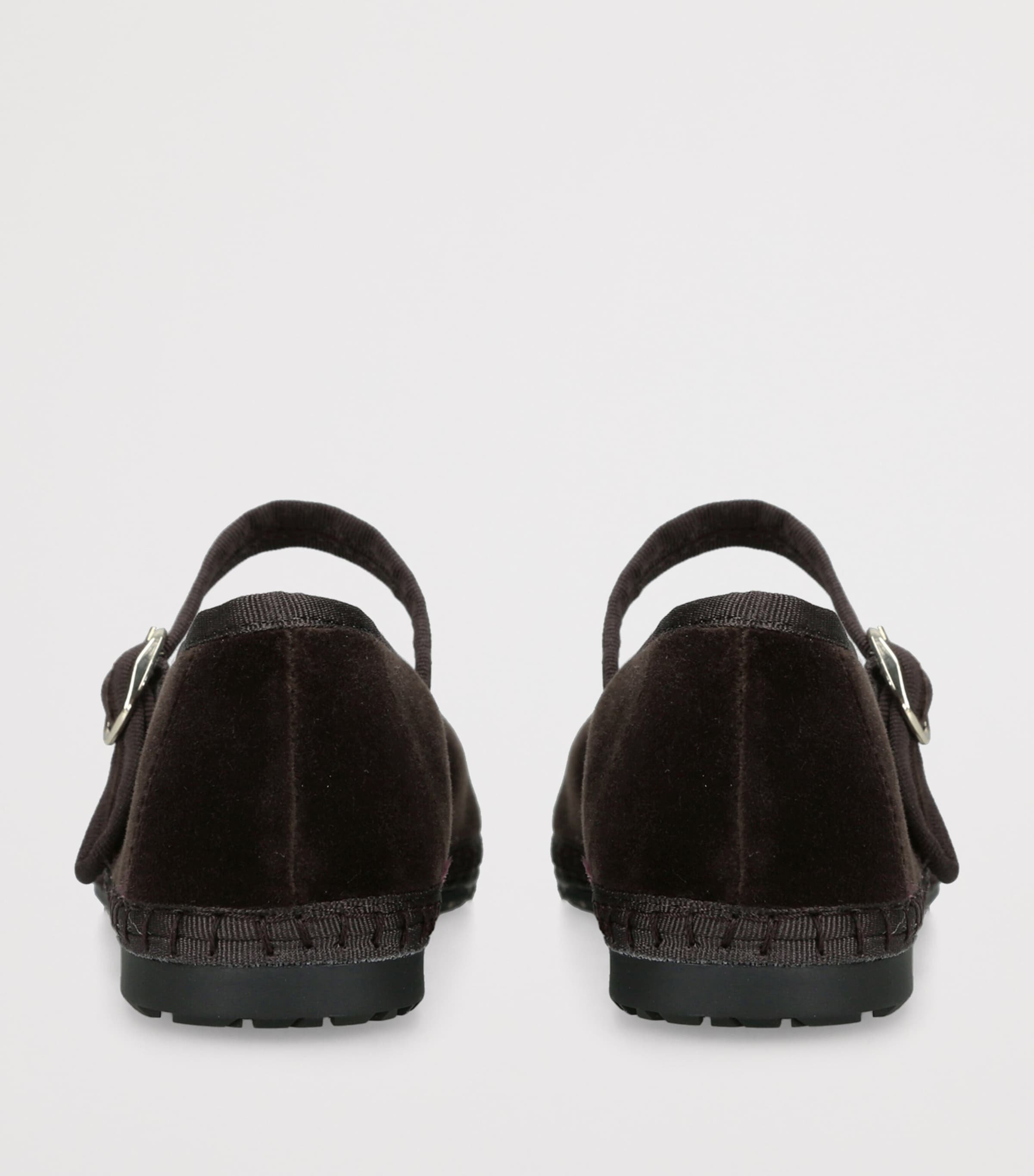 Flabelus Velvet Pierre Mary Jane Flats Dark Brown Image 4