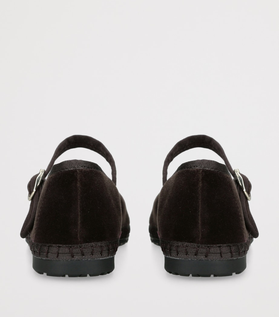 Flabelus Velvet Pierre Mary Jane Flats Dark Brown Image 4