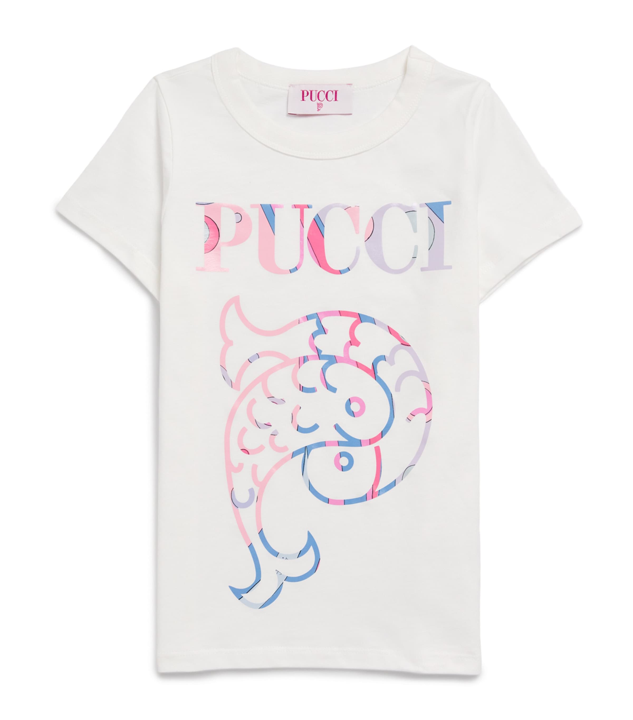 Shop Pucci Junior Cotton Logo T-shirt In Ivory