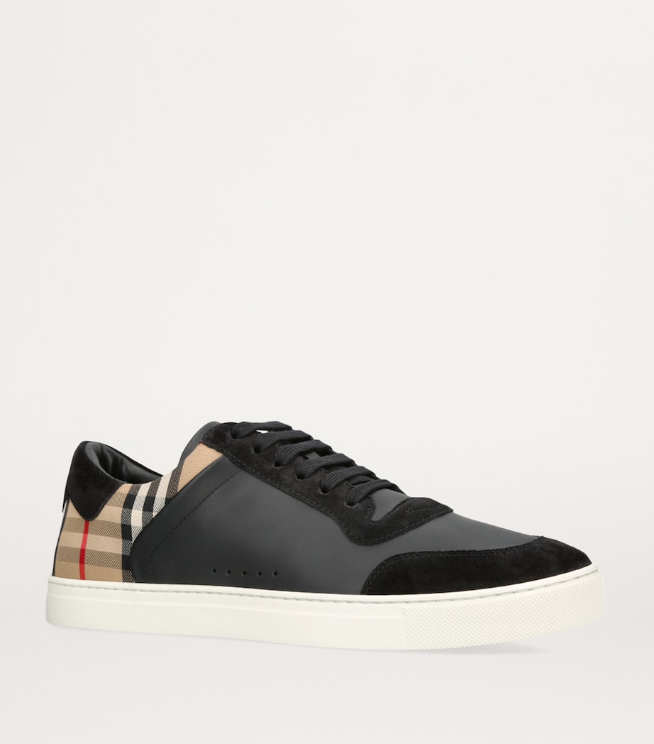 Burberry Leather Check Sneakers Blk/beige Image 3