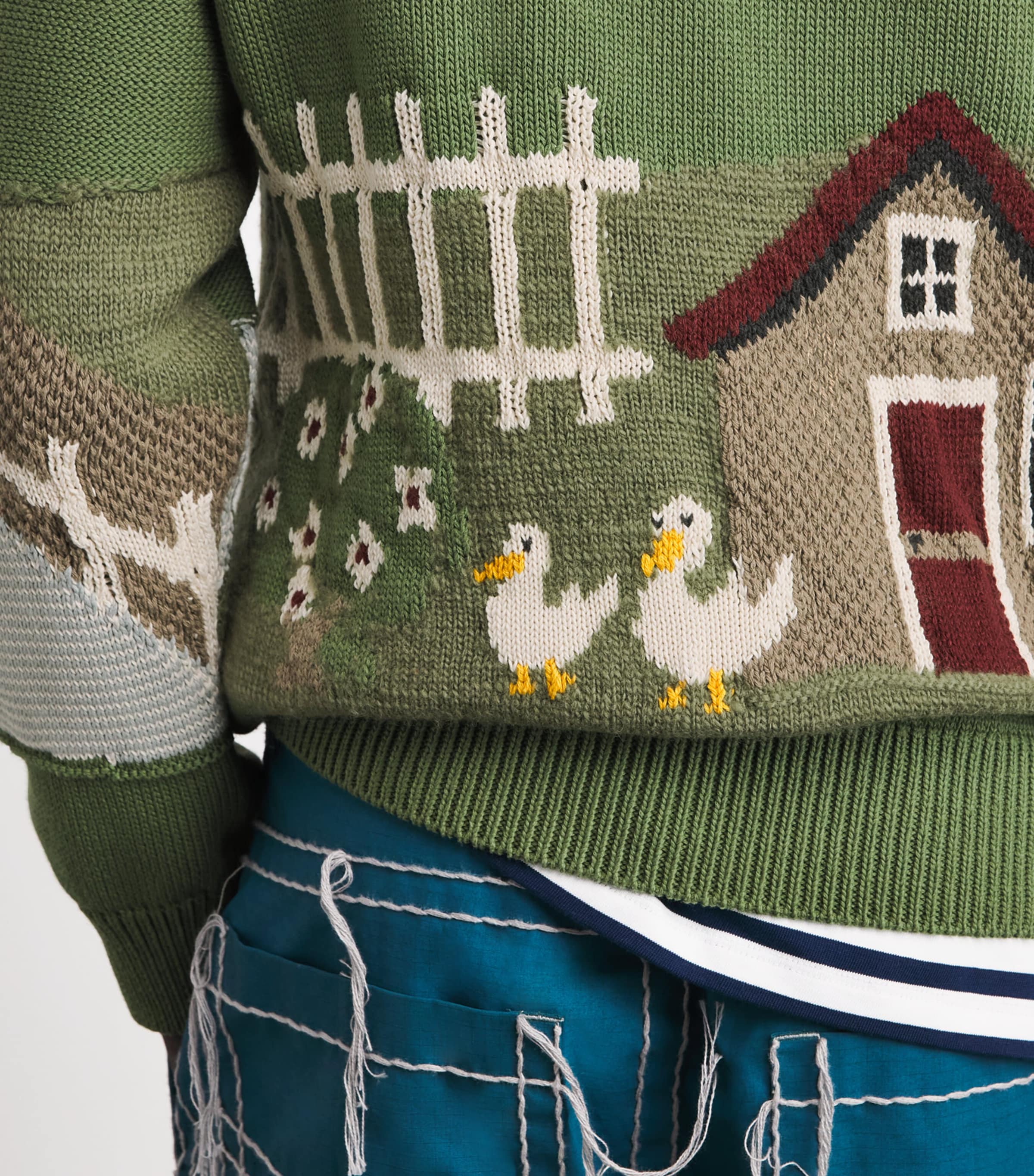 Junya Watanabe MAN Mens Cotton-Wool Intarsia Sweater Image 3