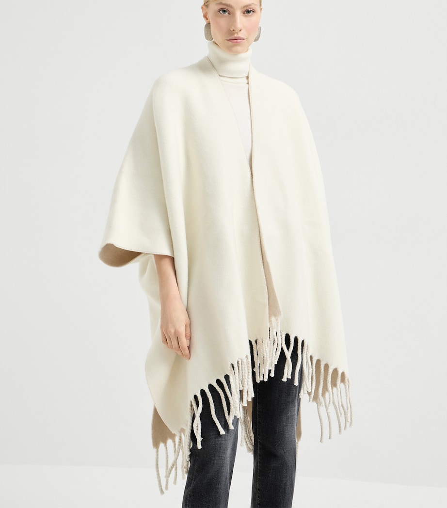 Brunello Cucinelli Womens Wool-Cashmere Reversible Poncho Image 4