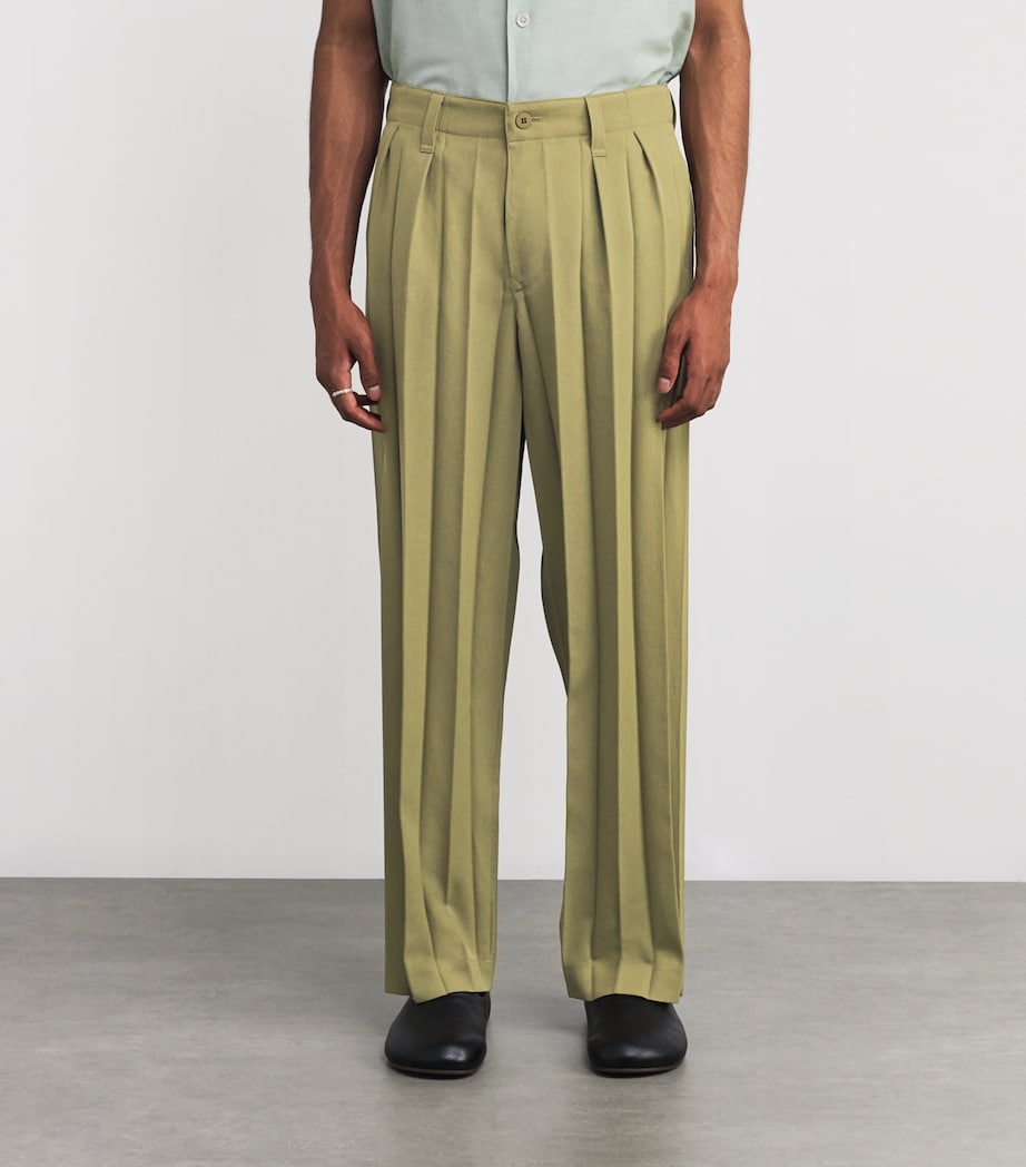 Homme Plissé Issey Miyake Mens Pleated Edge Ensemble Trousers Khaki Image 3
