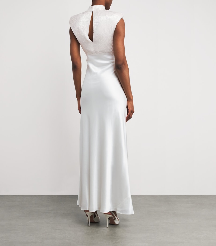 Satin Devotion Maxi Dress 2038 VANILA WHT BDNG Image 3