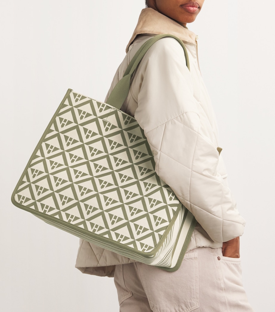 Harrods Medium Geometric Tote Bag Olive Image 2