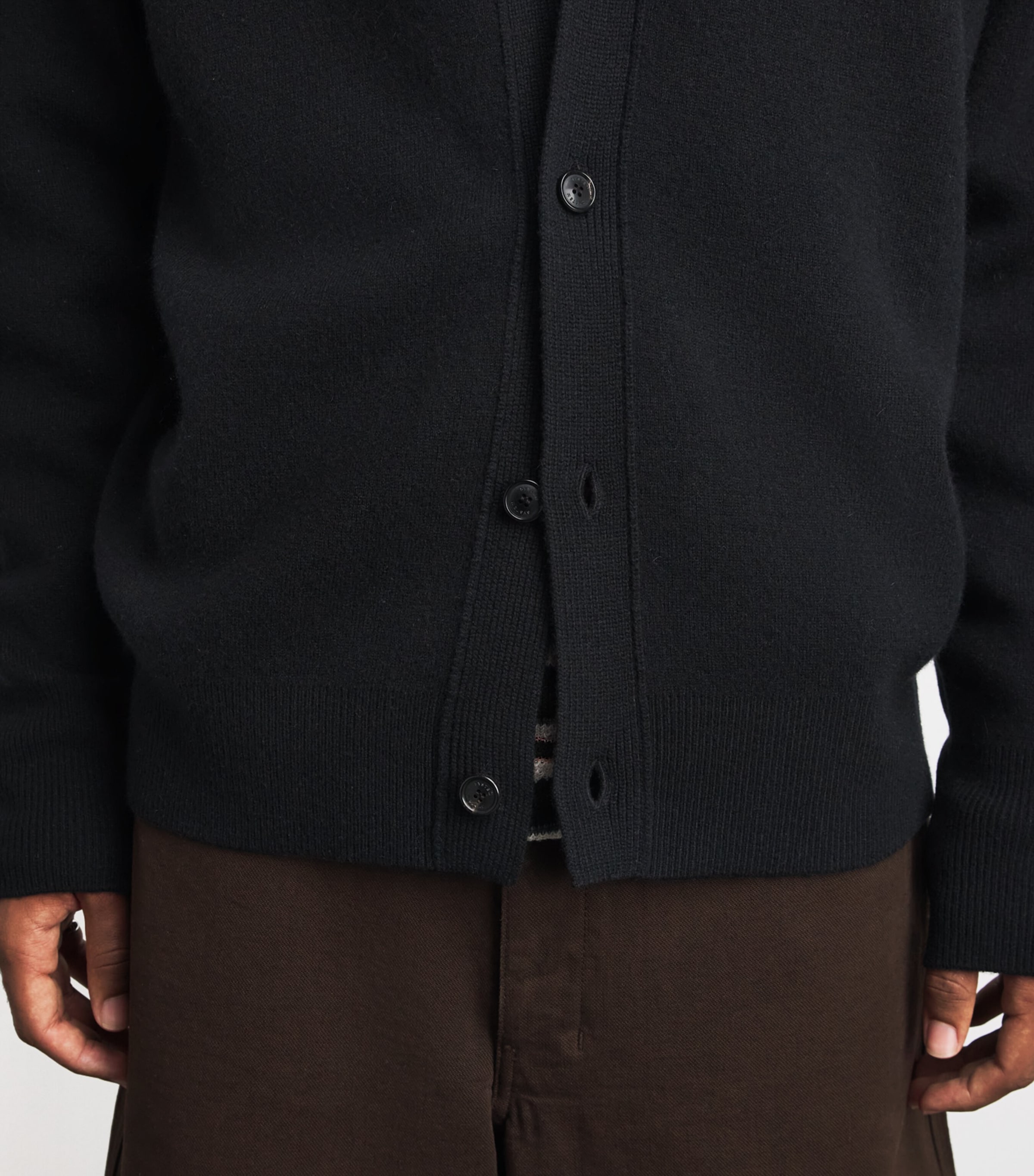 System Mens Wool-Cashmere Cardigan Black Image 3
