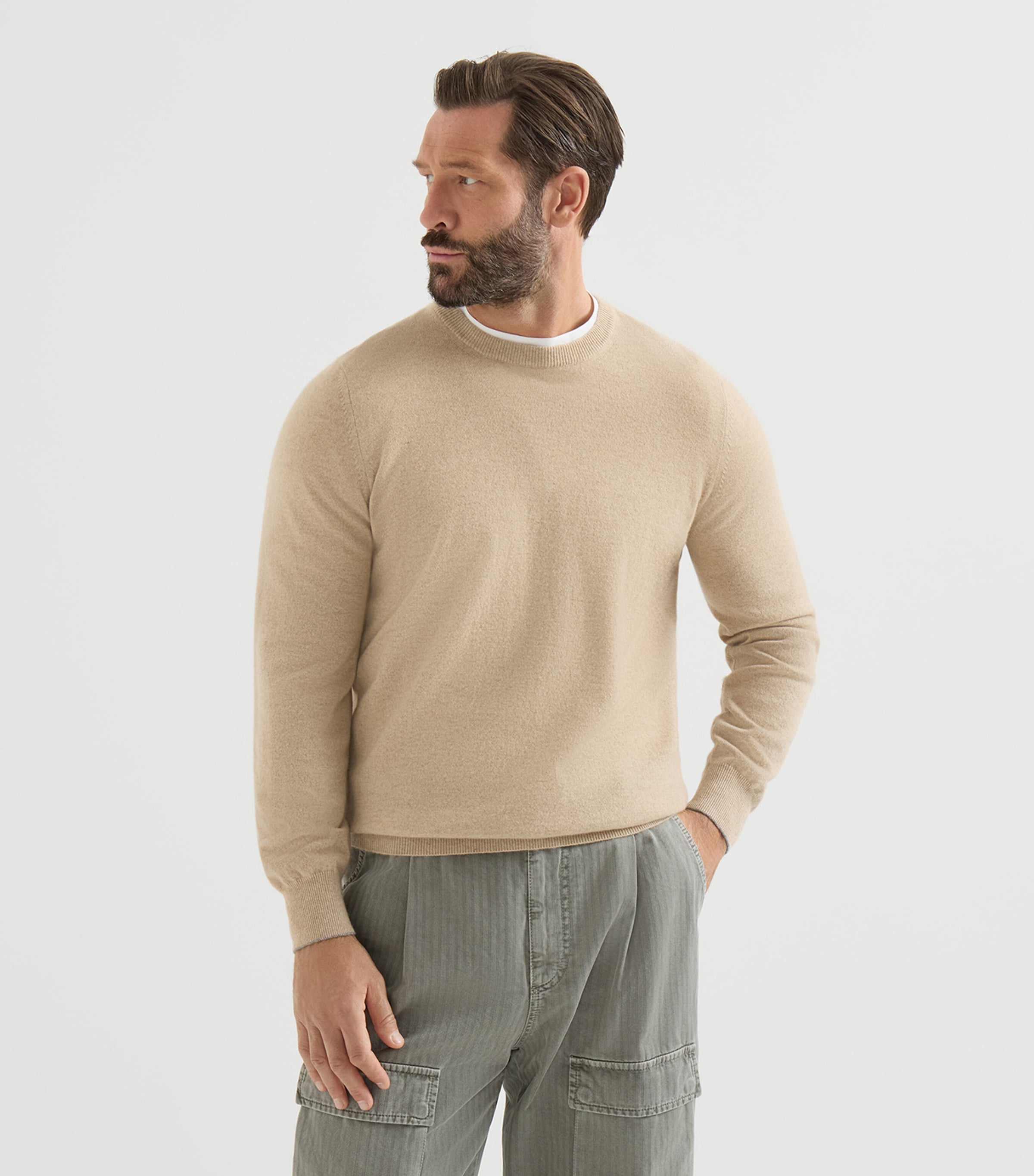 Brunello Cucinelli Mens Cashmere Crew-Neck Sweater Image 3