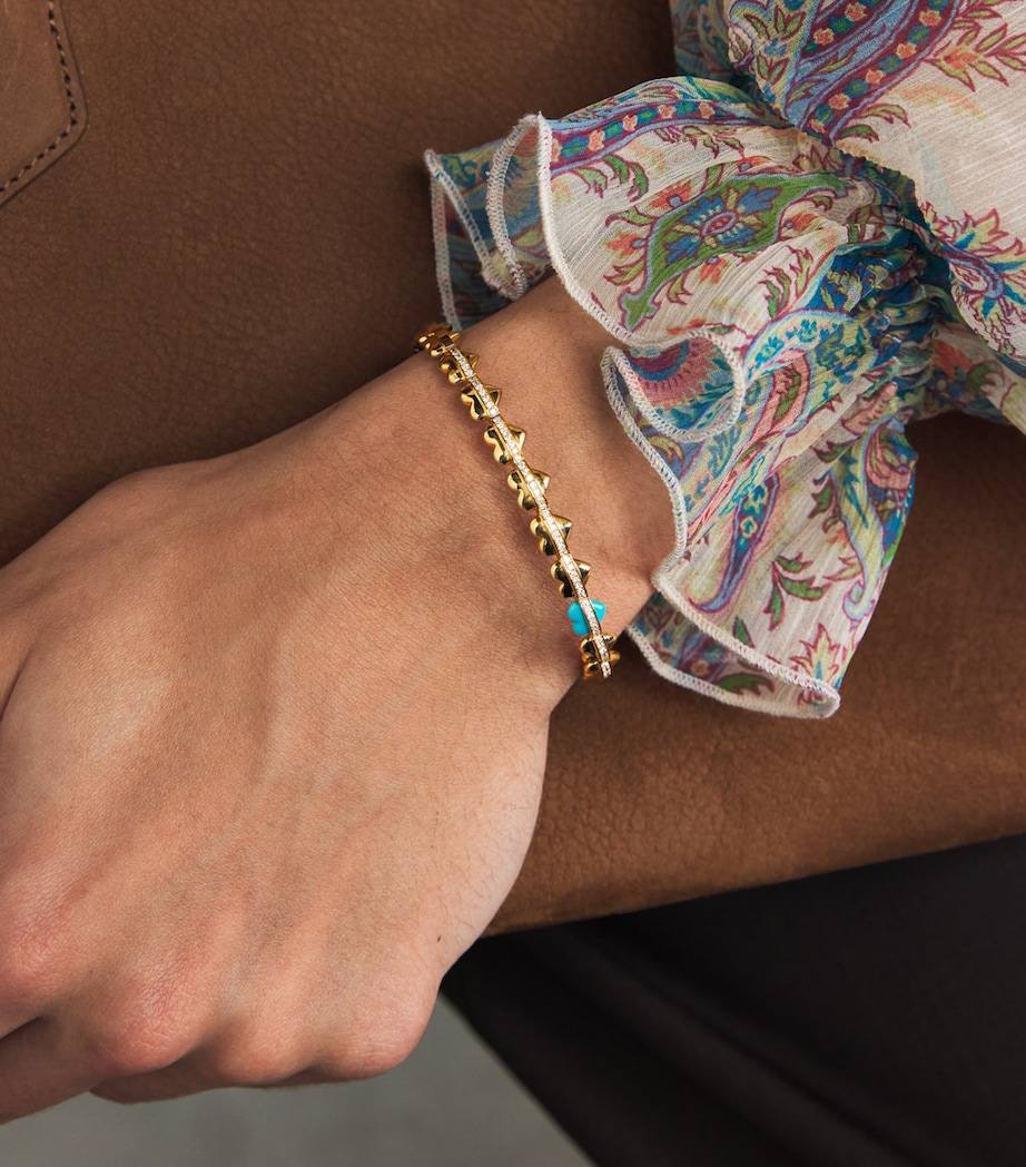 Yellow Gold, Diamond and Turquoise Atom Heart Bangle YELLOW GOLD Image 2