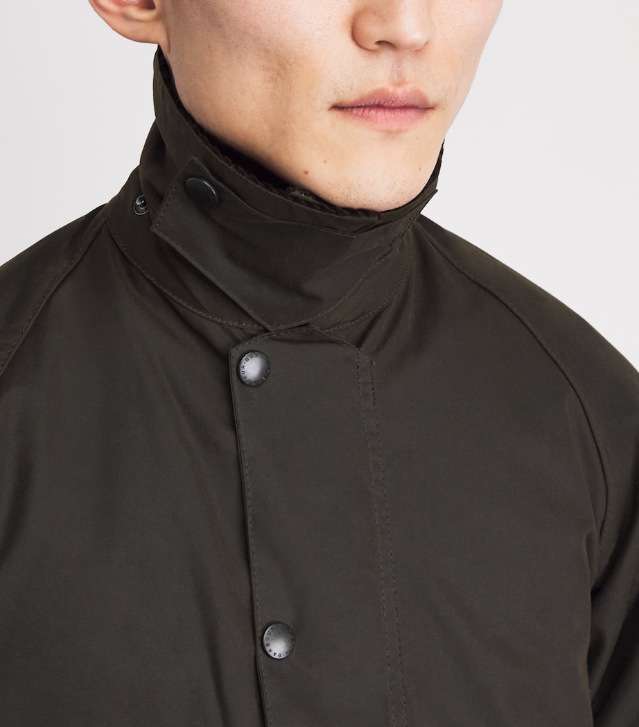 Barbour Mens Waxed Beaufort Jacket Olive Image 3