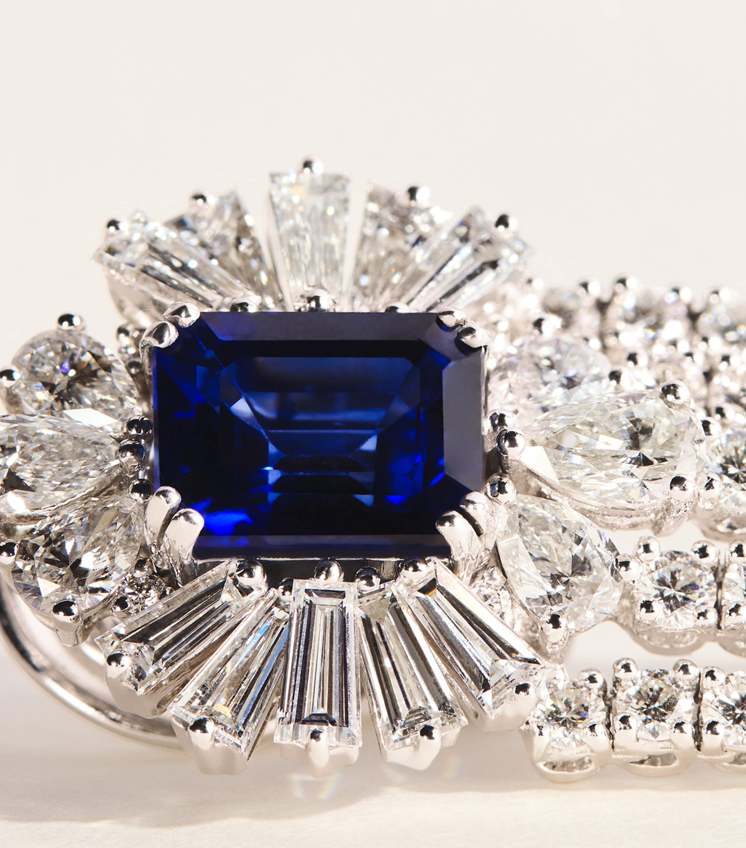 Yeprem White Gold, Diamond and Sapphire Reign Supreme Drop Earrings White Gold Image 5