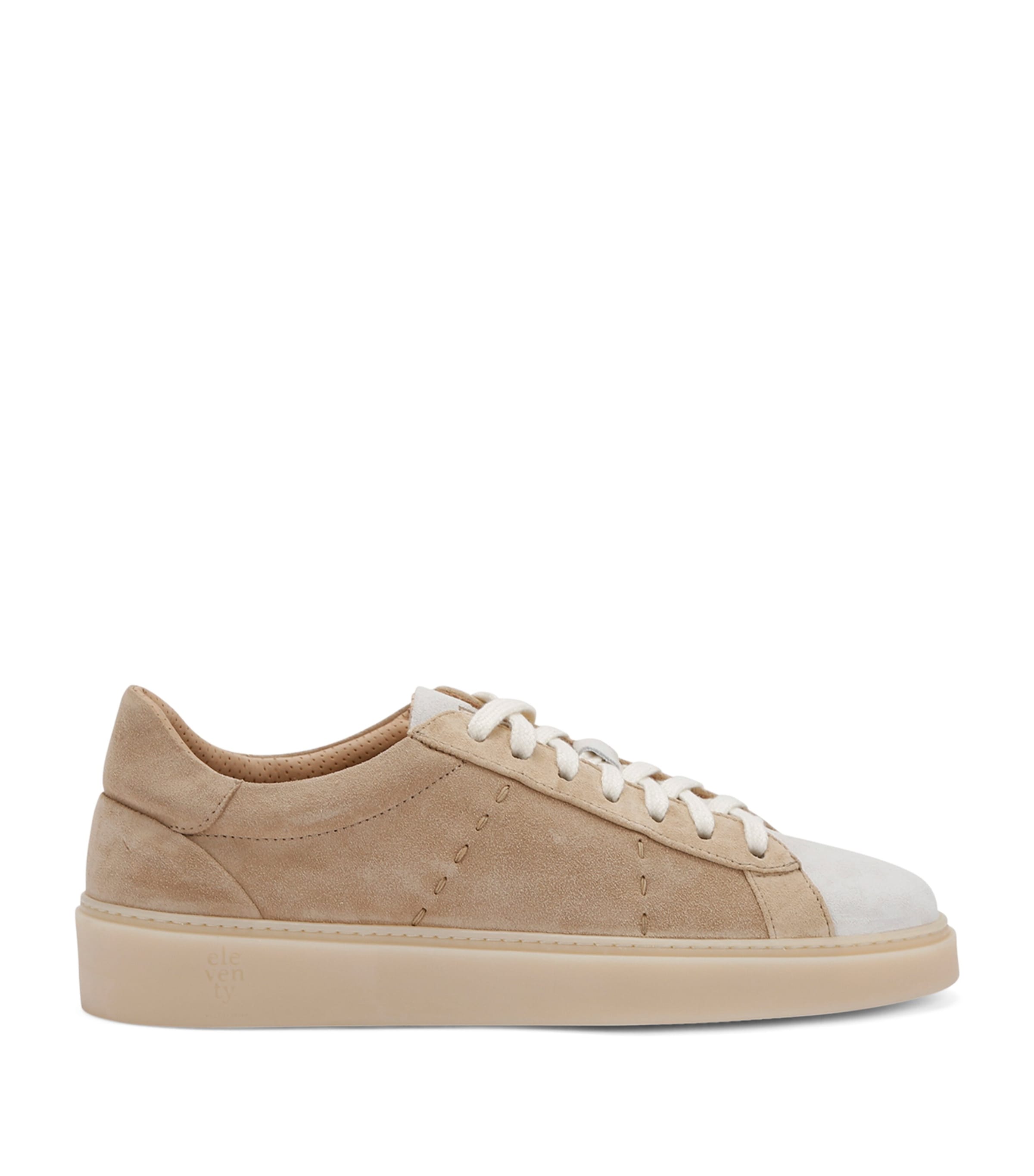 Shop Eleventy Suede Low-top Sneakers In White