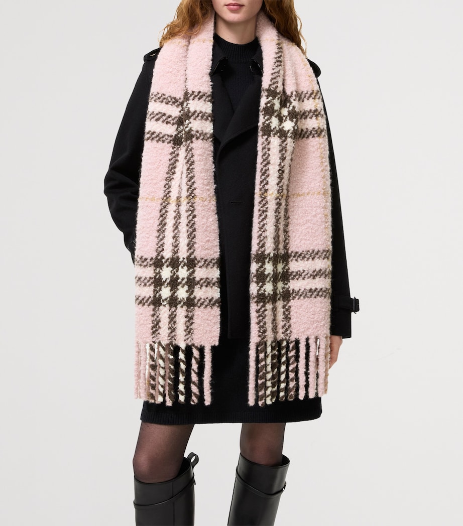 Burberry Alpaca-Wool Bouclé Scarf Bow Pink Ip Check Image 3