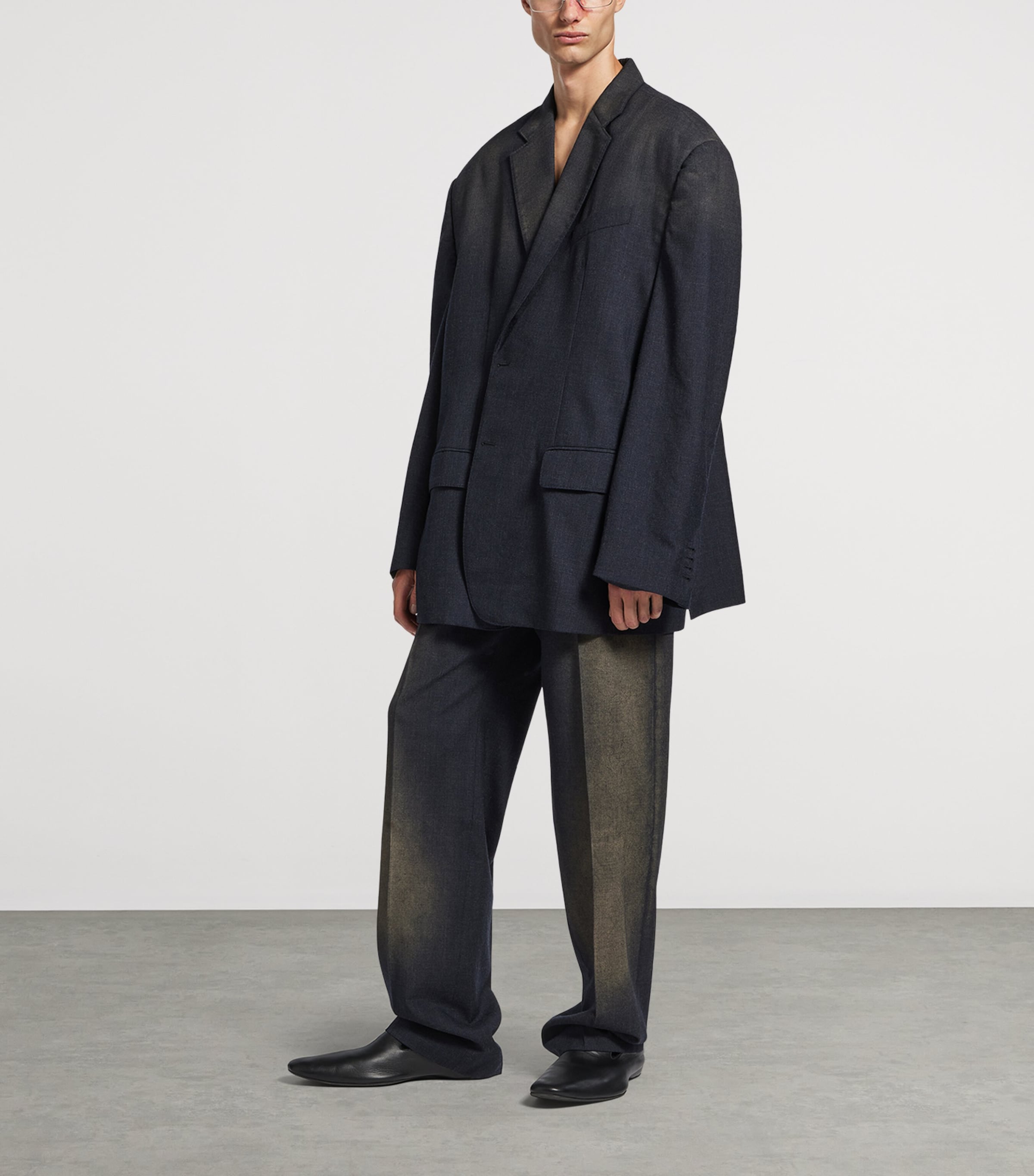 Wool Shadow Prince of Wales Wide-Leg Trousers 1140 Image 2