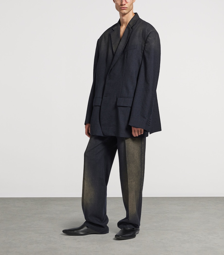 Wool Shadow Prince of Wales Wide-Leg Trousers 1140 Image 2