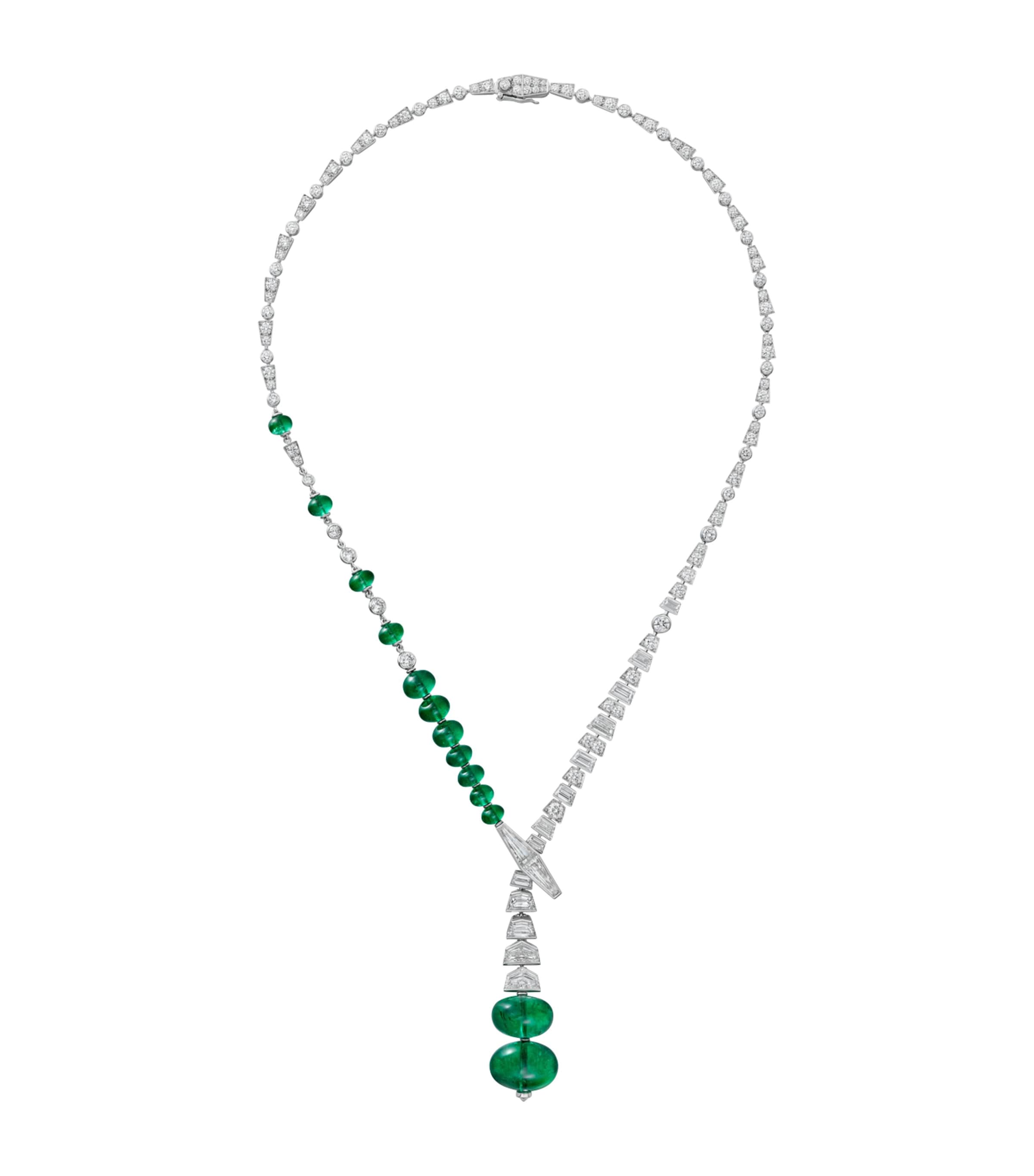Cartier Platinum, Diamond and Emerald Solenara Necklace Platinum Image 1