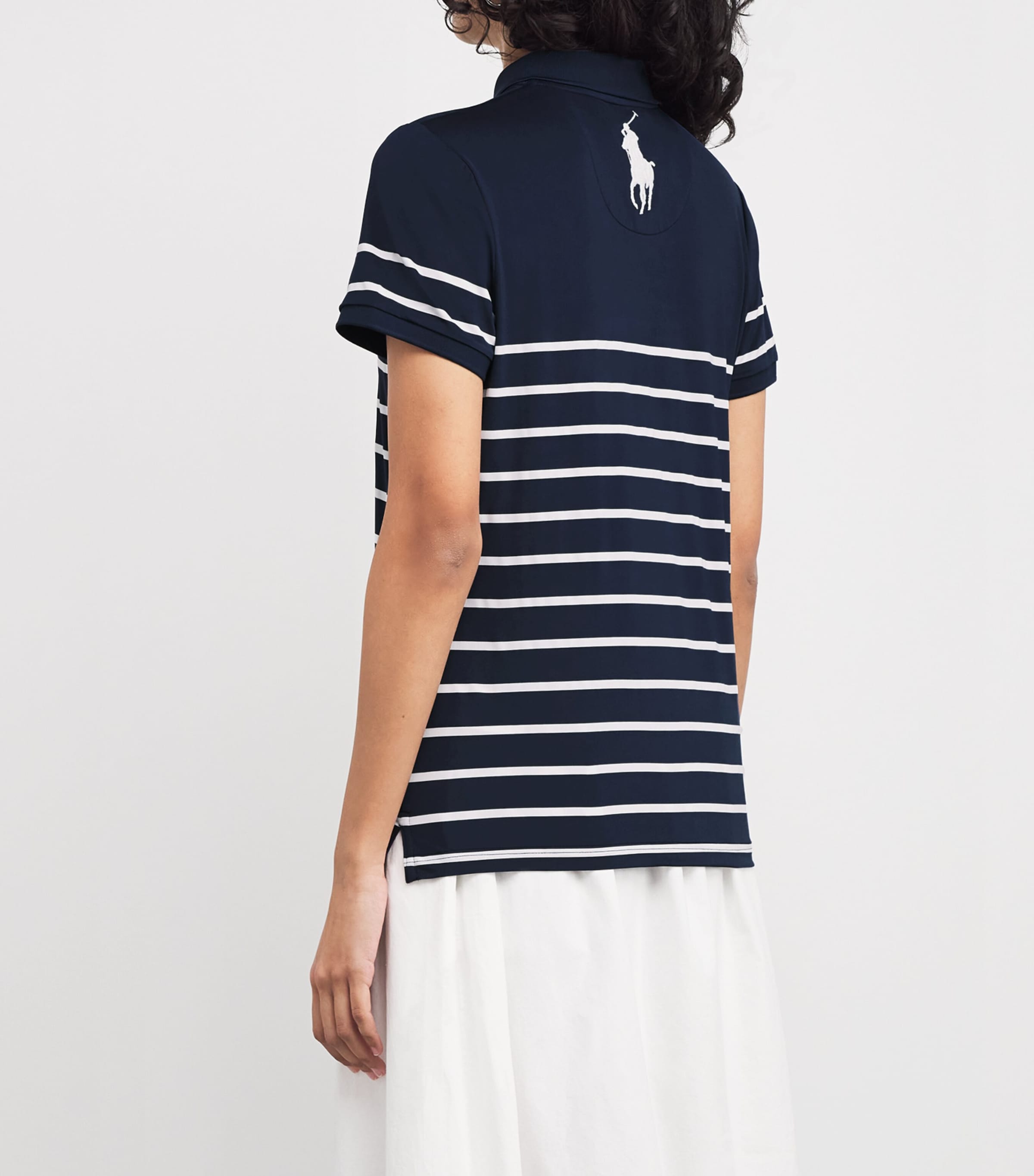 Polo Ralph Lauren Womens x Wimbledon Stripe Polo Shirt Navy Image 4
