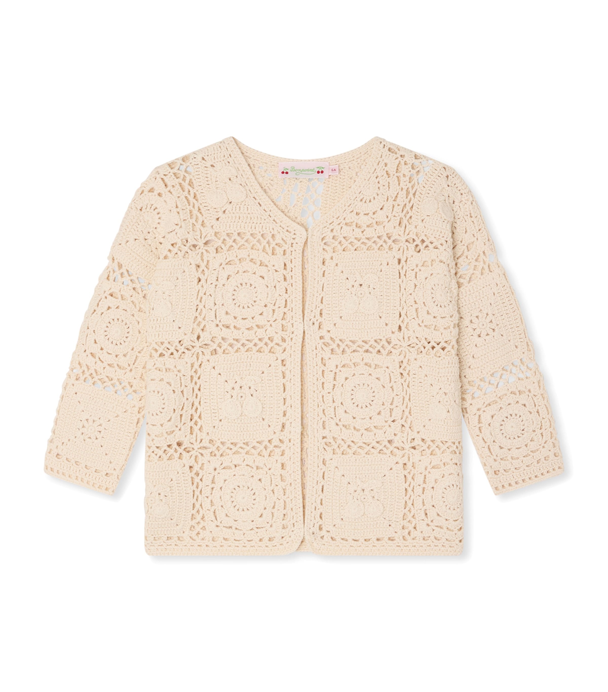 Bonpoint Cotton Crochet Cardigan (10-14 Years) Upb Ecru Image 1