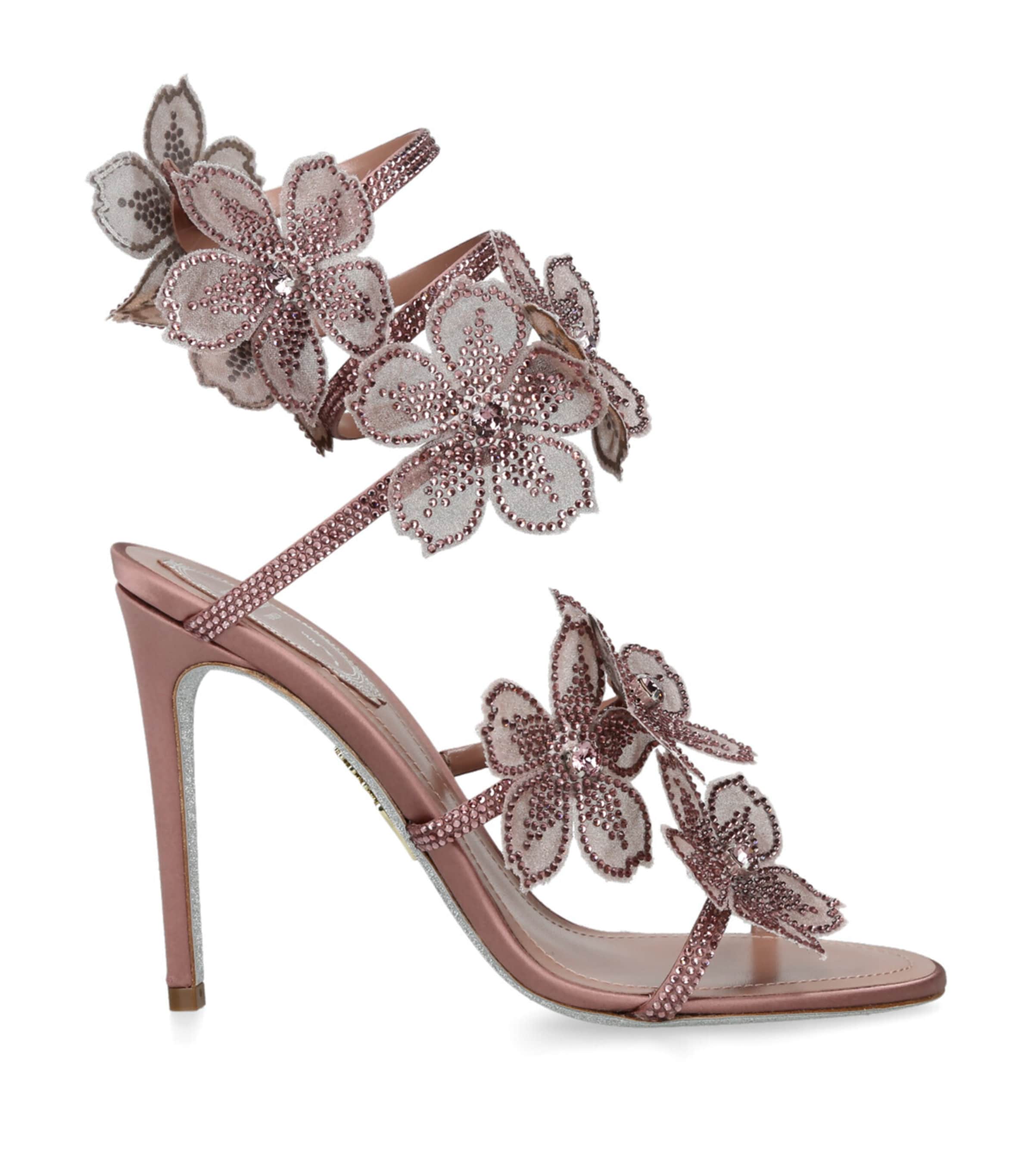 René Caovilla Satin Floral Cleo Sandals 105 | Women Shoes | Heels | Sandals | Designers | René Caovilla