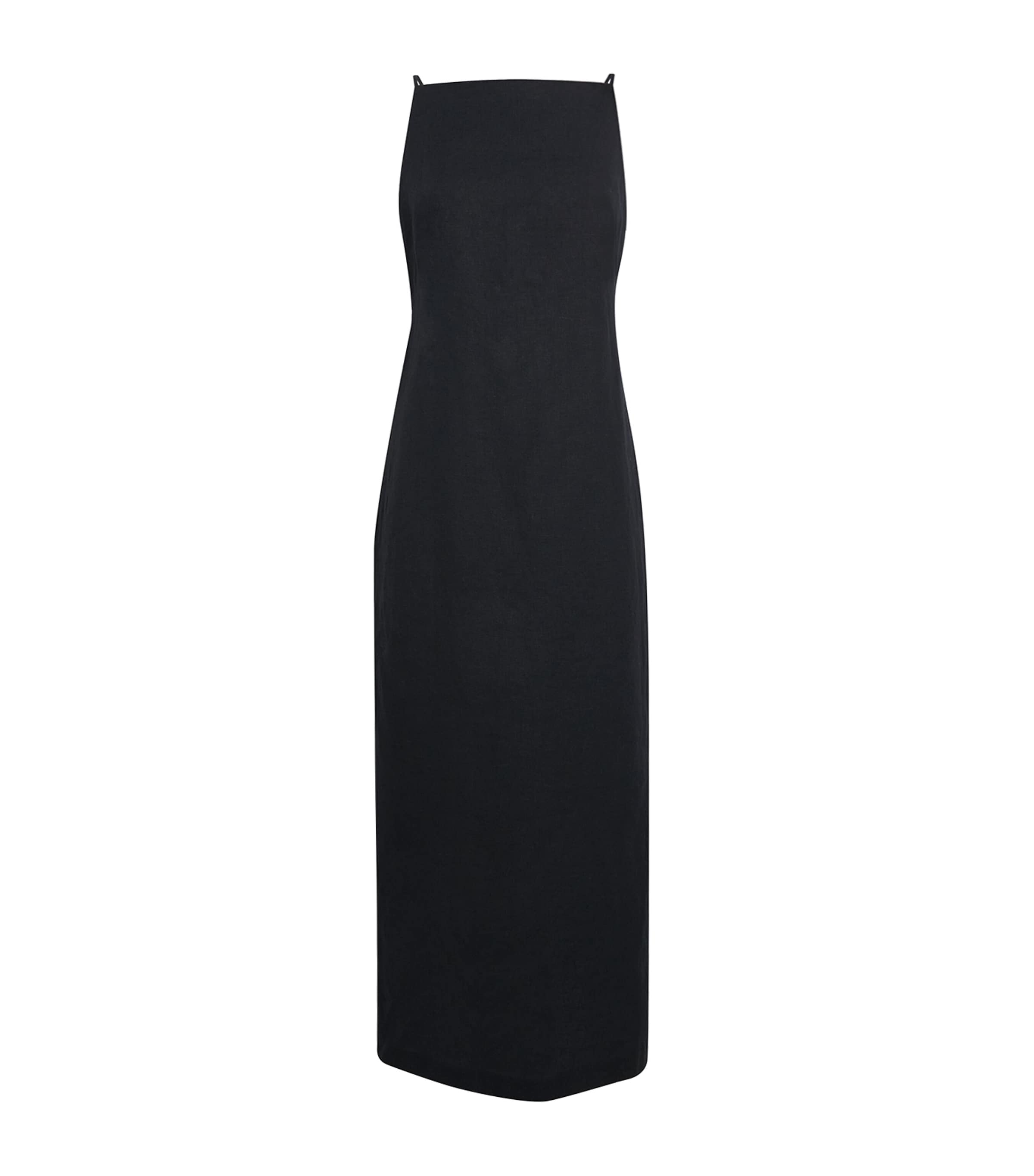 Polo Ralph Lauren Womens Linen Column Midi Slip Dress Polo Black Image 1