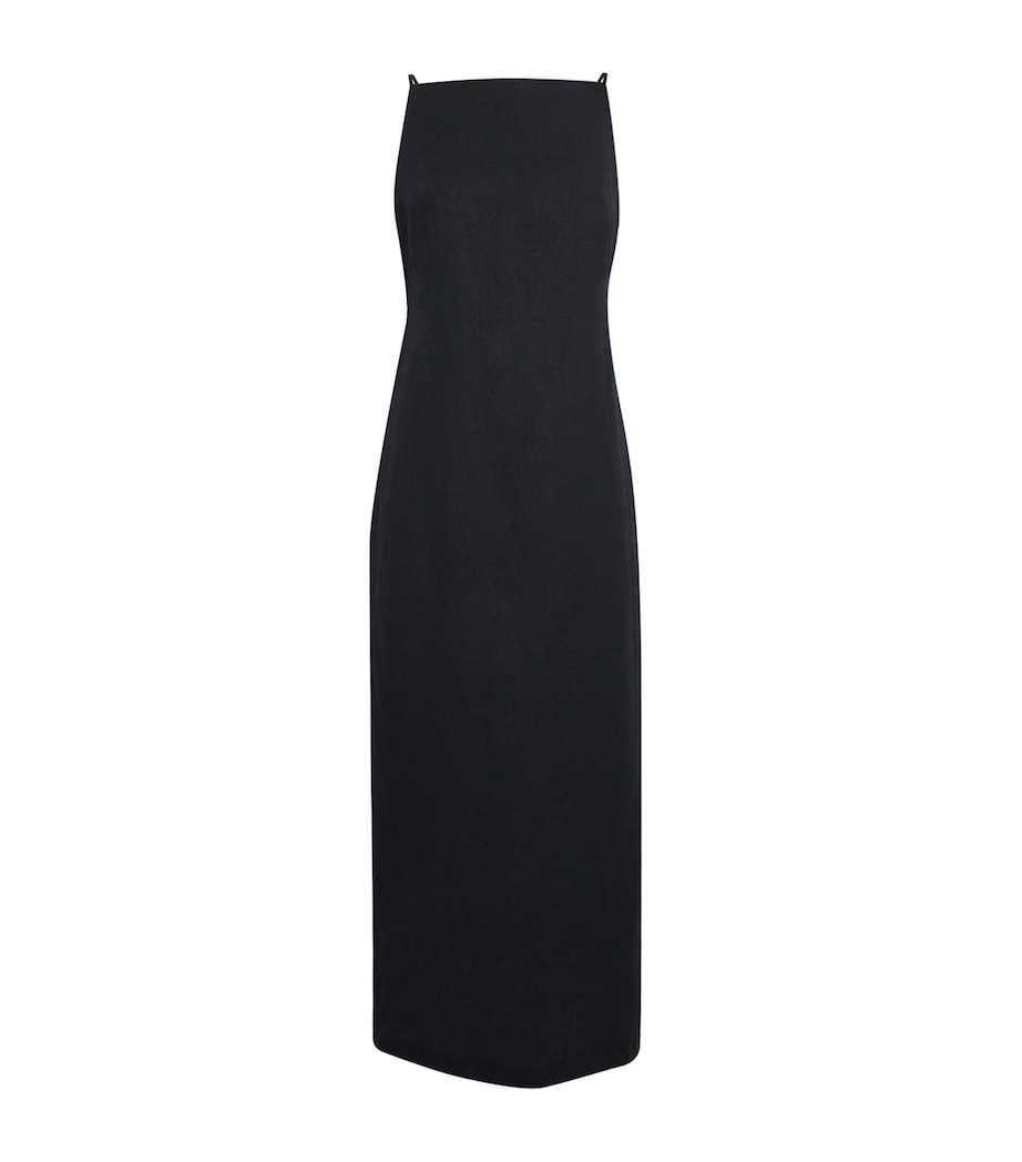 Polo Ralph Lauren Womens Linen Column Midi Slip Dress Polo Black Image 1