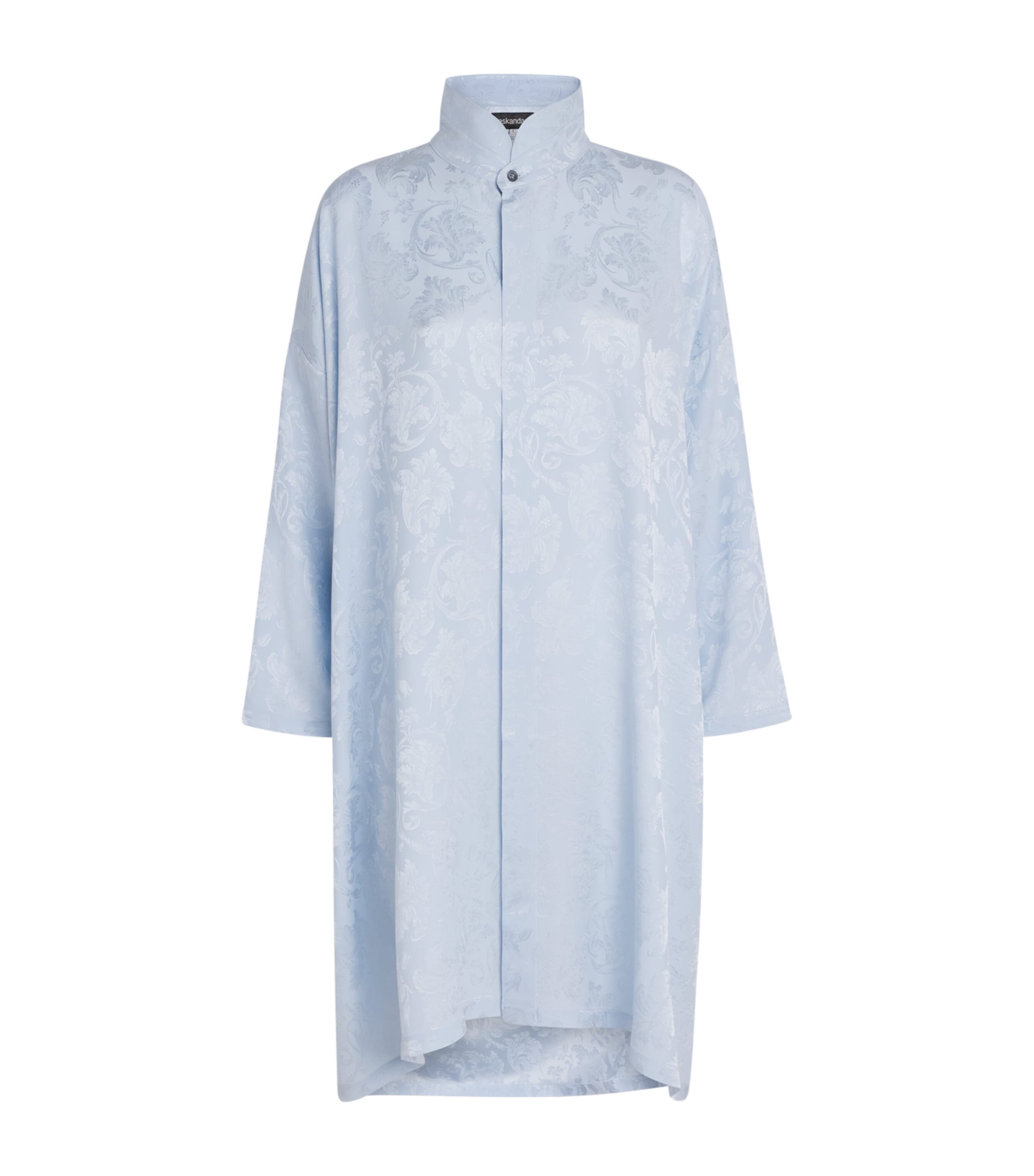Eskandar Womens Silk Double-Stand Collar Shirt Brgtnbl Image 1