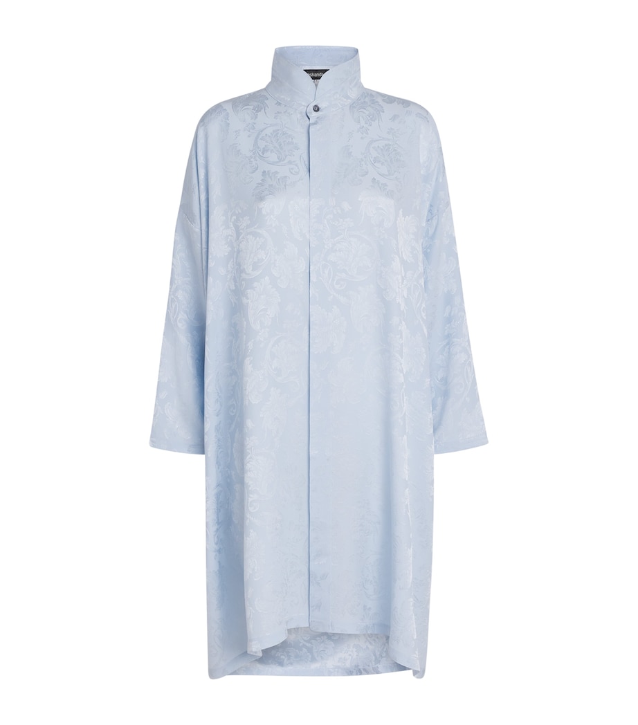 Eskandar Womens Silk Double-Stand Collar Shirt Brgtnbl Image 1