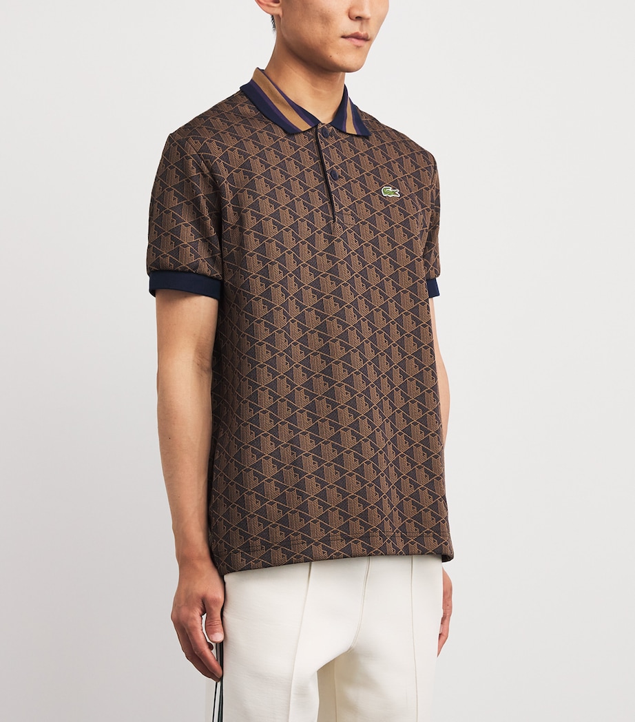 Jacquard Logo Polo Shirt BROWN Image 3