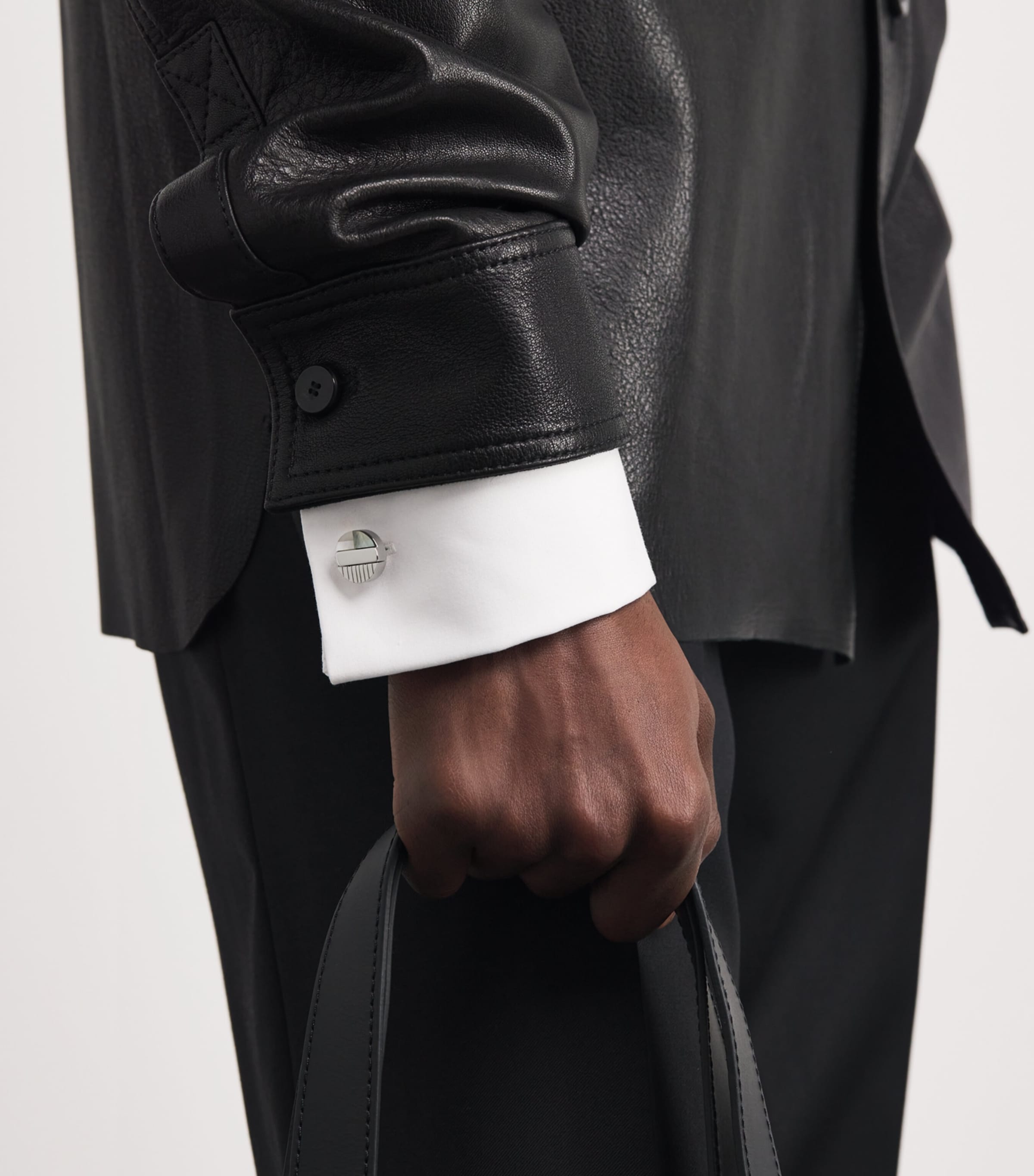 Rhodium-Plated Rotary Cufflinks BLACK Image 2