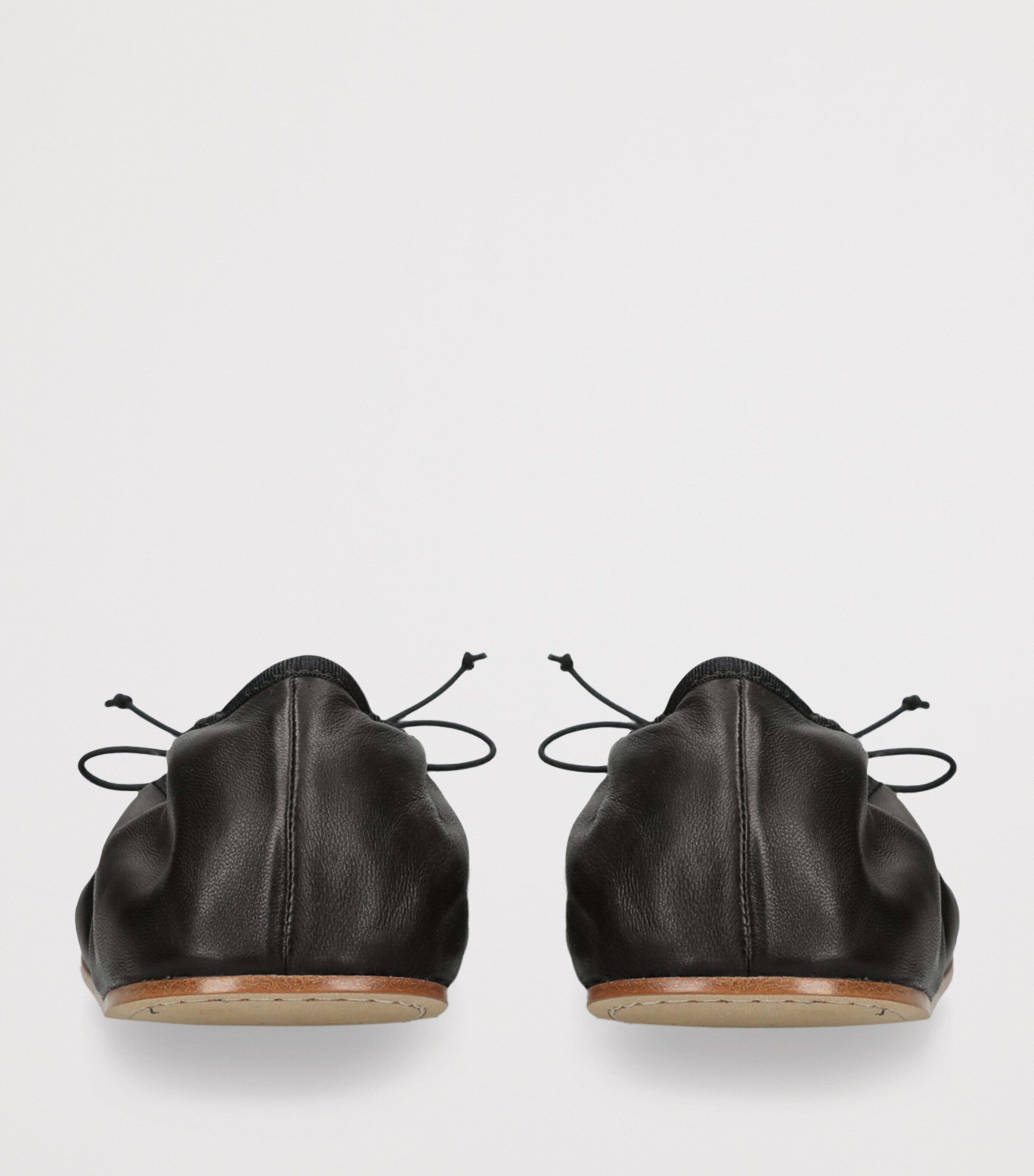 Nappa Leather Round Ballet Flats BLACK Image 2