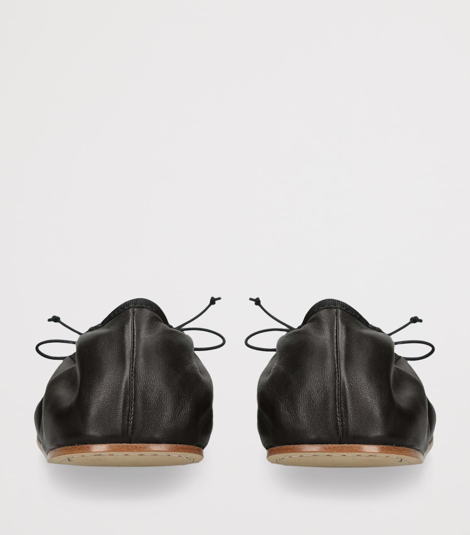 Nappa Leather Round Ballet Flats BLACK Image 2