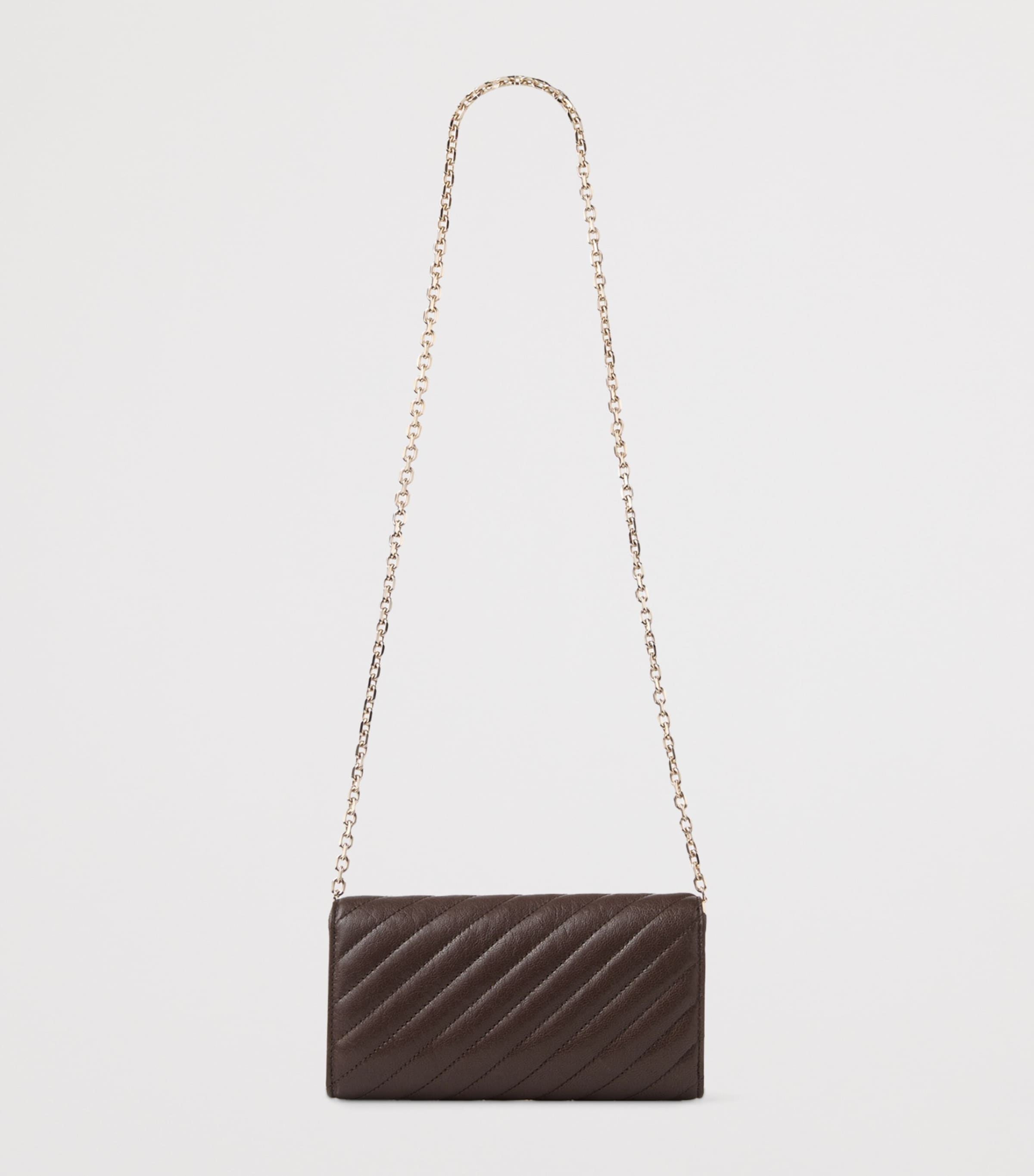 Jimmy Choo Curve Wallet on Chain Chocolate/shiny Gold Image 5