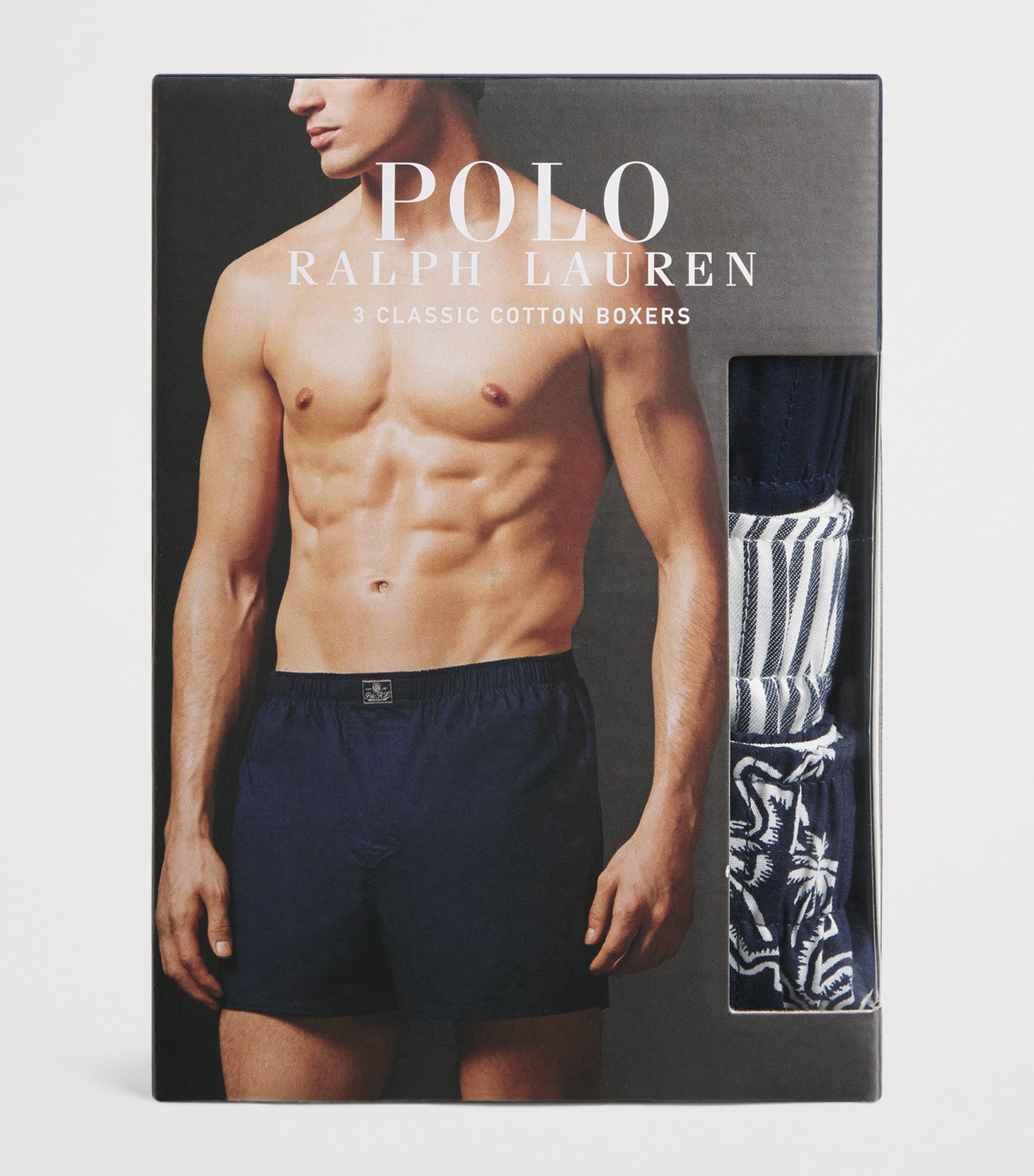 Polo Ralph Lauren Mens Classic Cotton Boxer Shorts (Pack Of 3) Navy/stripe/brwaiian Image 4