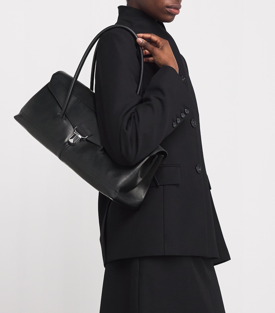 Nappa Leather Gear Shoulder Bag BK999BLACK Image 5