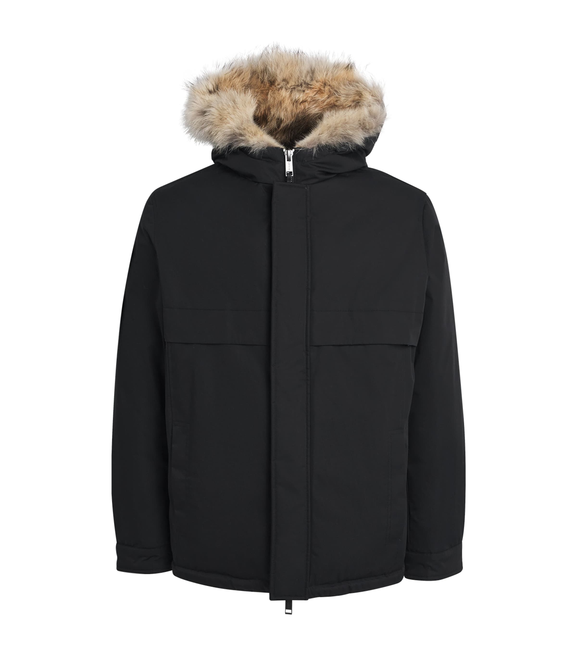 Yves Salomon Down Coyote Fur-trim Waterproof Parka In Black