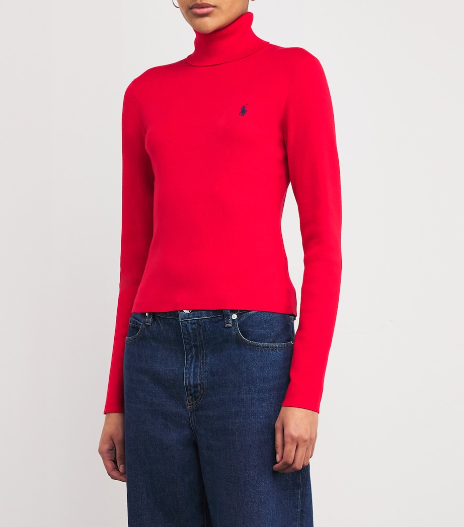 Cotton-Blend Rollneck Sweater RED Image 3