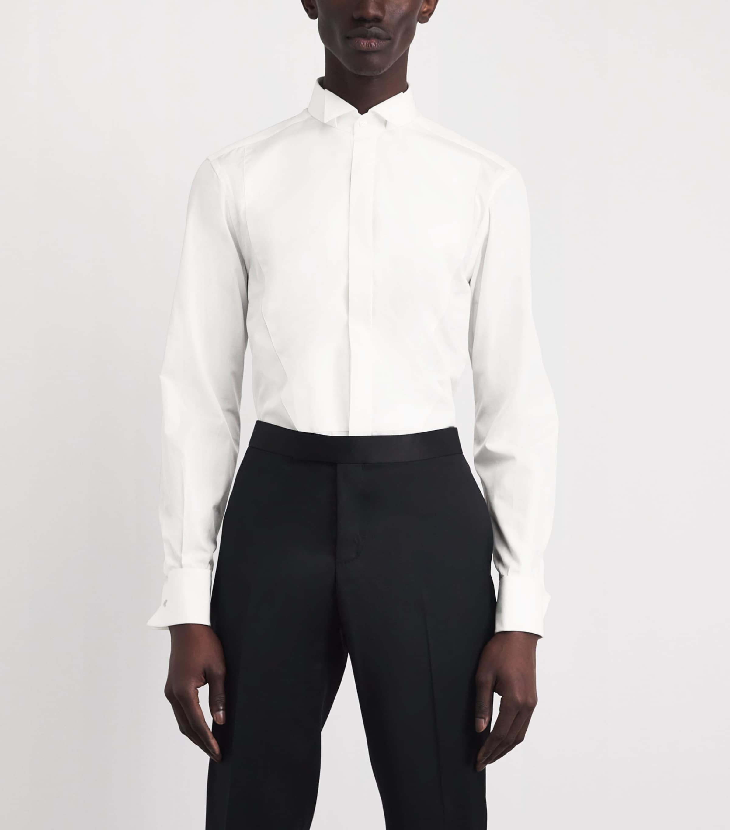 Corneliani Mens Cotton Evening Shirt Optical White Image 4