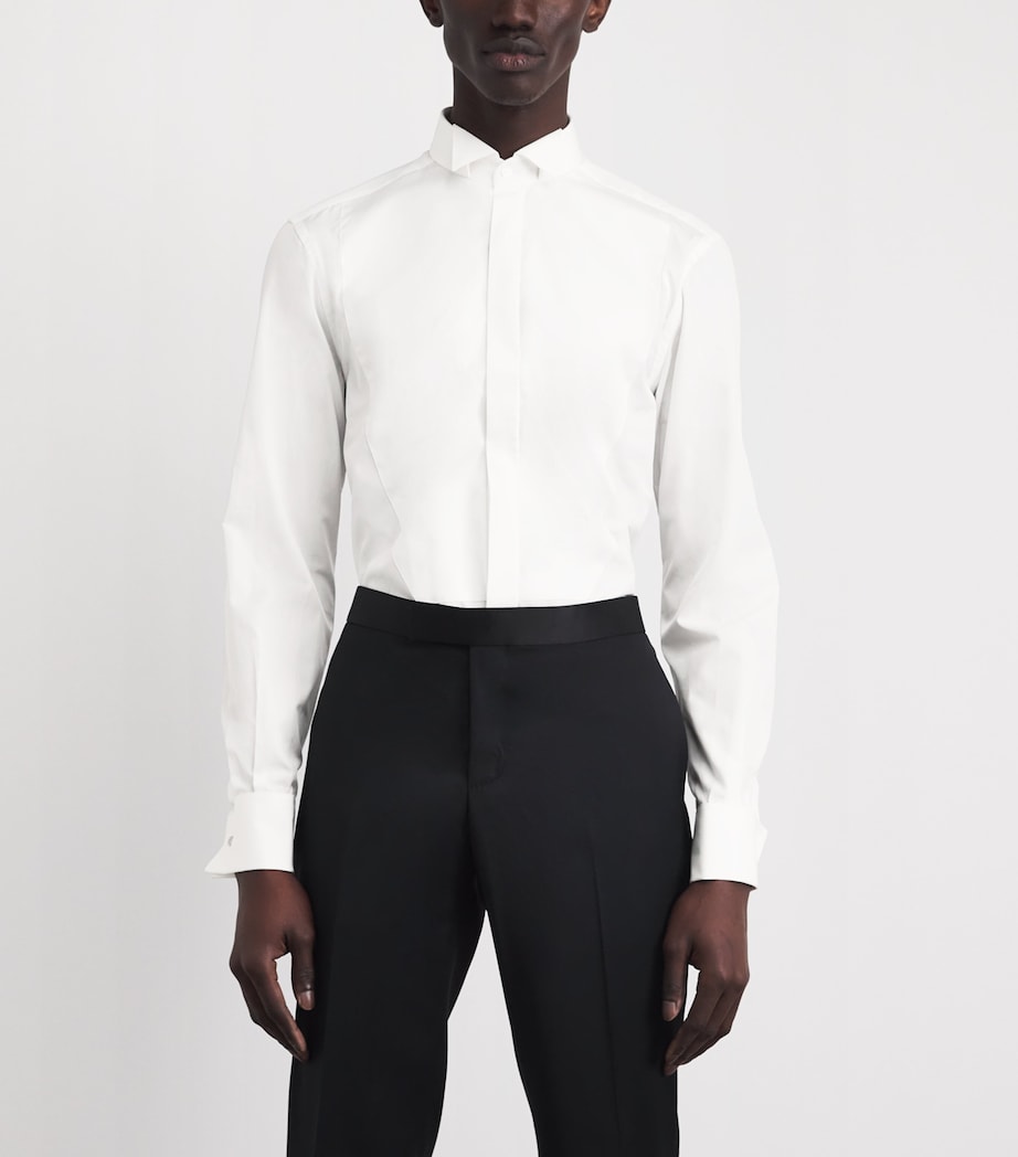 Corneliani Mens Cotton Evening Shirt Optical White Image 4