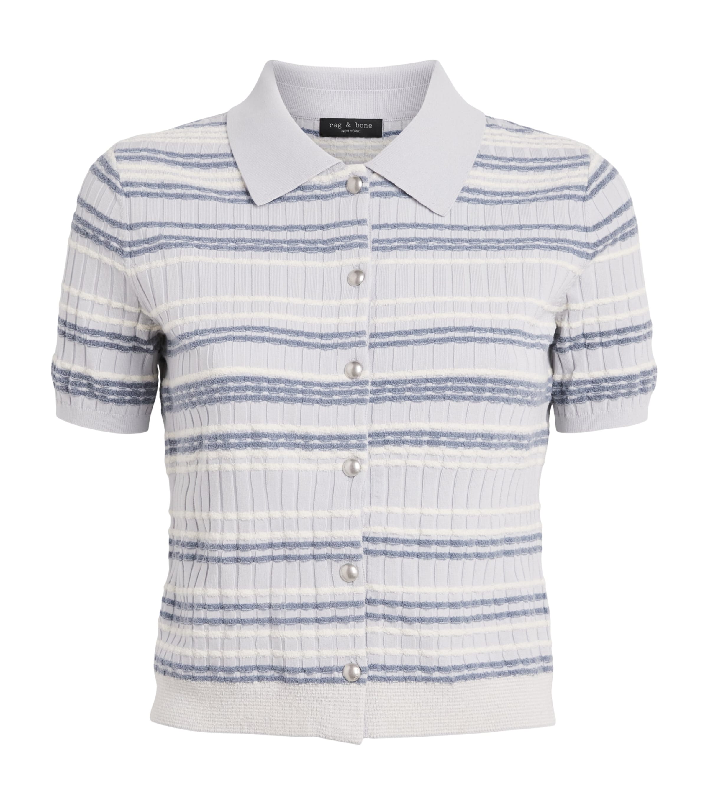 Rag & Bone Womens Cotton-Blend Stripe Karina Cardigan Ltblue Image 1